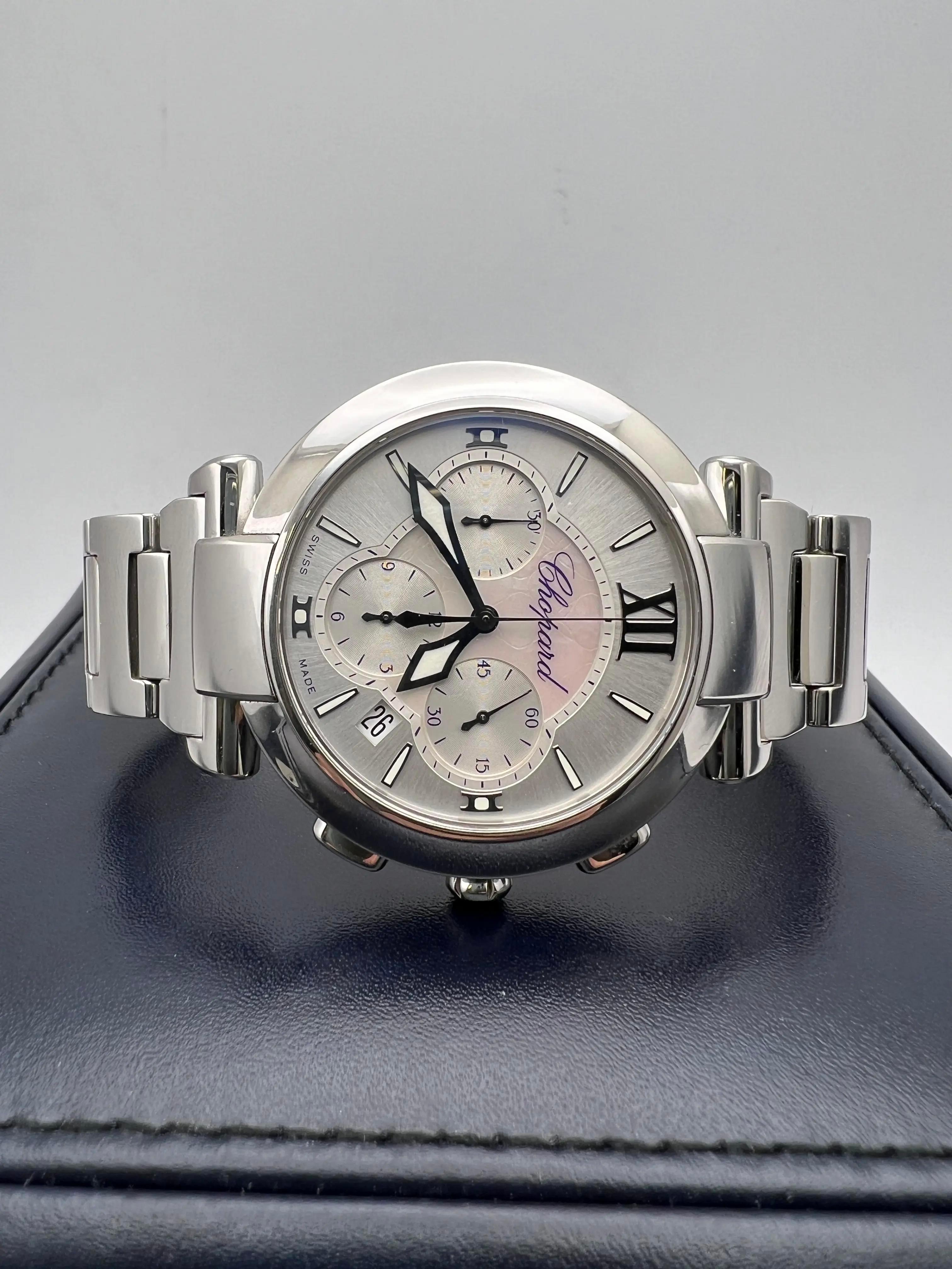 Chopard Imperiale Cronografo 40mm MOP Quadrante Argento 388549-3002 Scatola Documenti In condizioni ottime in vendita a New York, NY