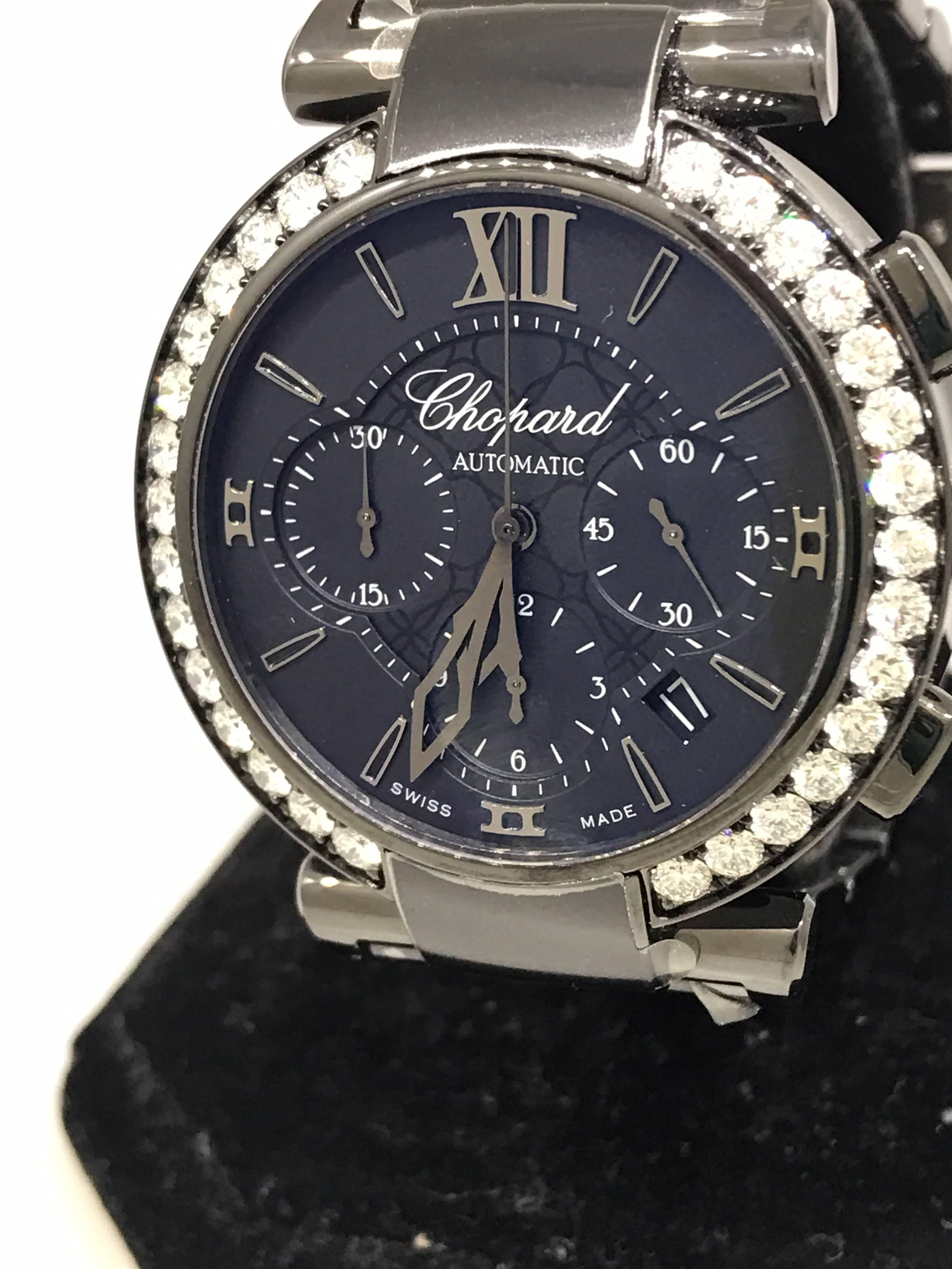 Chopard Imperiale Ladies Watch

Model Number: 38/8549-3006

100% Authentic

Brand New 

Comes with original Chopard box, certificate of authenticity and warranty and instruction manual

Stainless Steel with DLC Finish Case & Bracelet

Bezel Set with