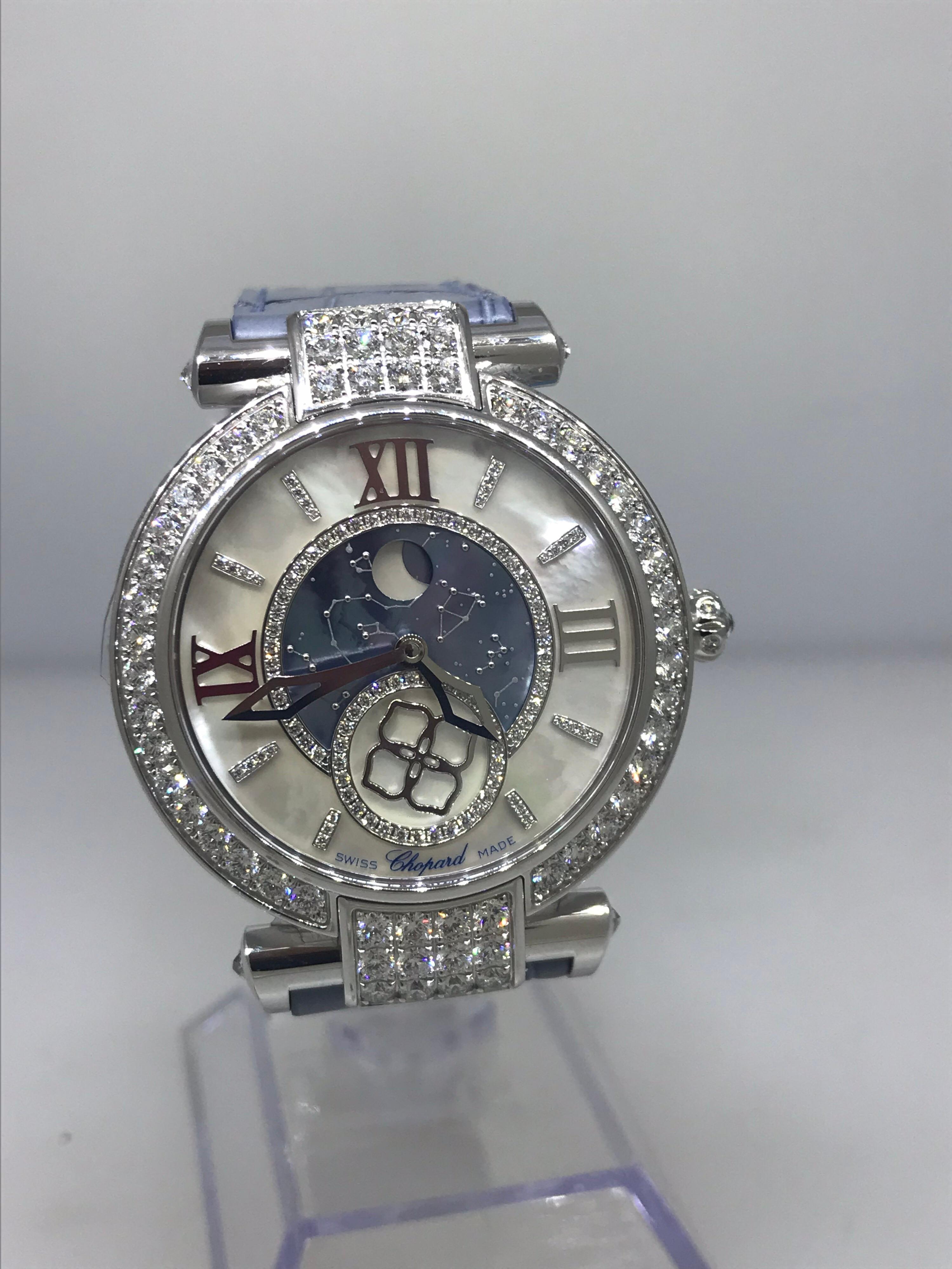 Women's Chopard Imperiale Moonphase Automatic White Gold & Diamond Ladies Watch 38/4246 For Sale