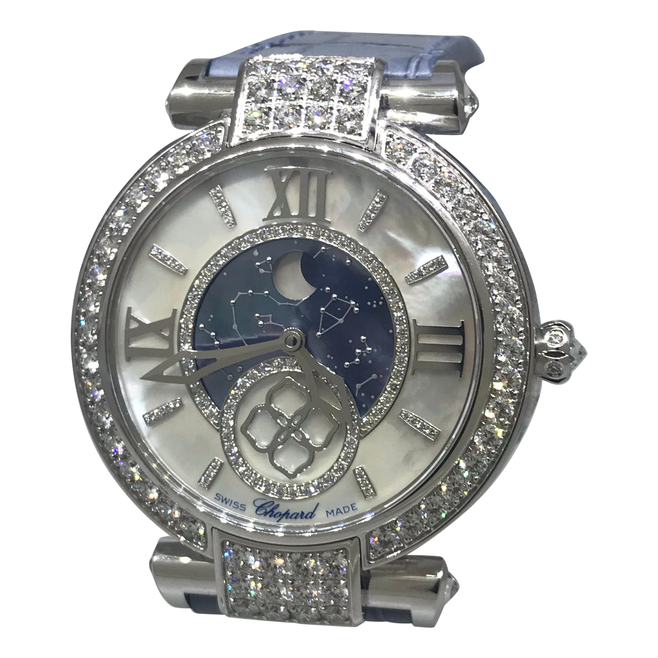 Chopard Imperiale Moonphase Automatic White Gold & Diamond Ladies Watch 38/4246 For Sale