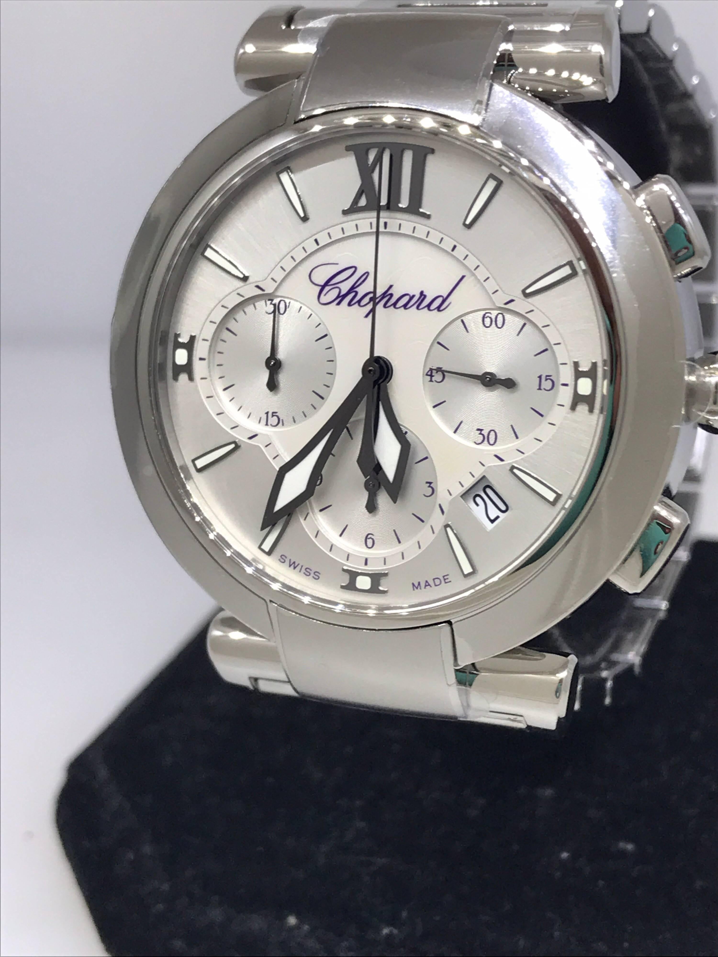 Women's Chopard Imperiale Mother-of-Pearl Chronograph Stainless Ladies Watch 388549-3002 For Sale