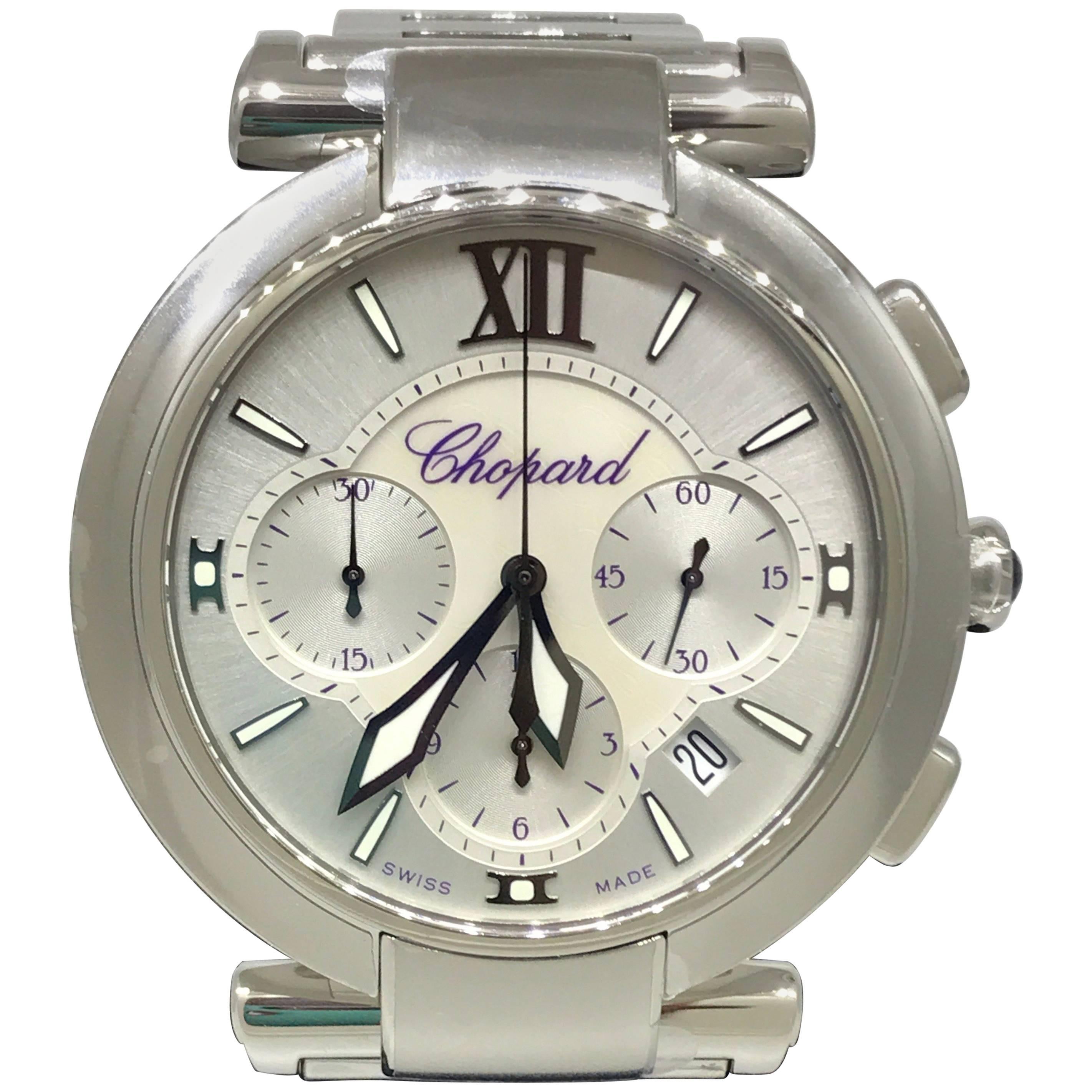 Chopard Imperiale Mother-of-Pearl Chronograph Stainless Ladies Watch 388549-3002 For Sale