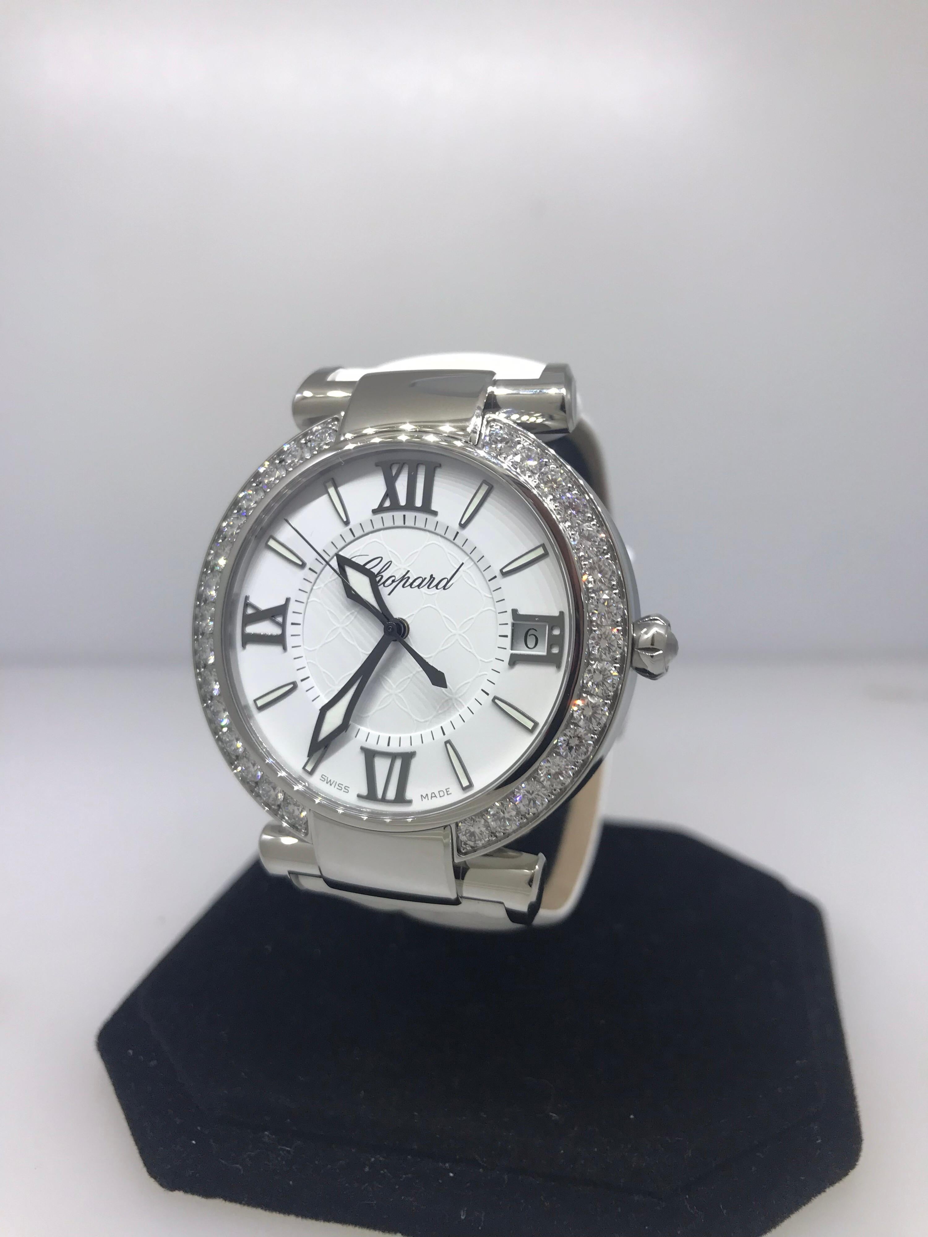 Chopard Imperiale White Dial Diamond Automatic Watch 38/8531 In New Condition For Sale In New York, NY