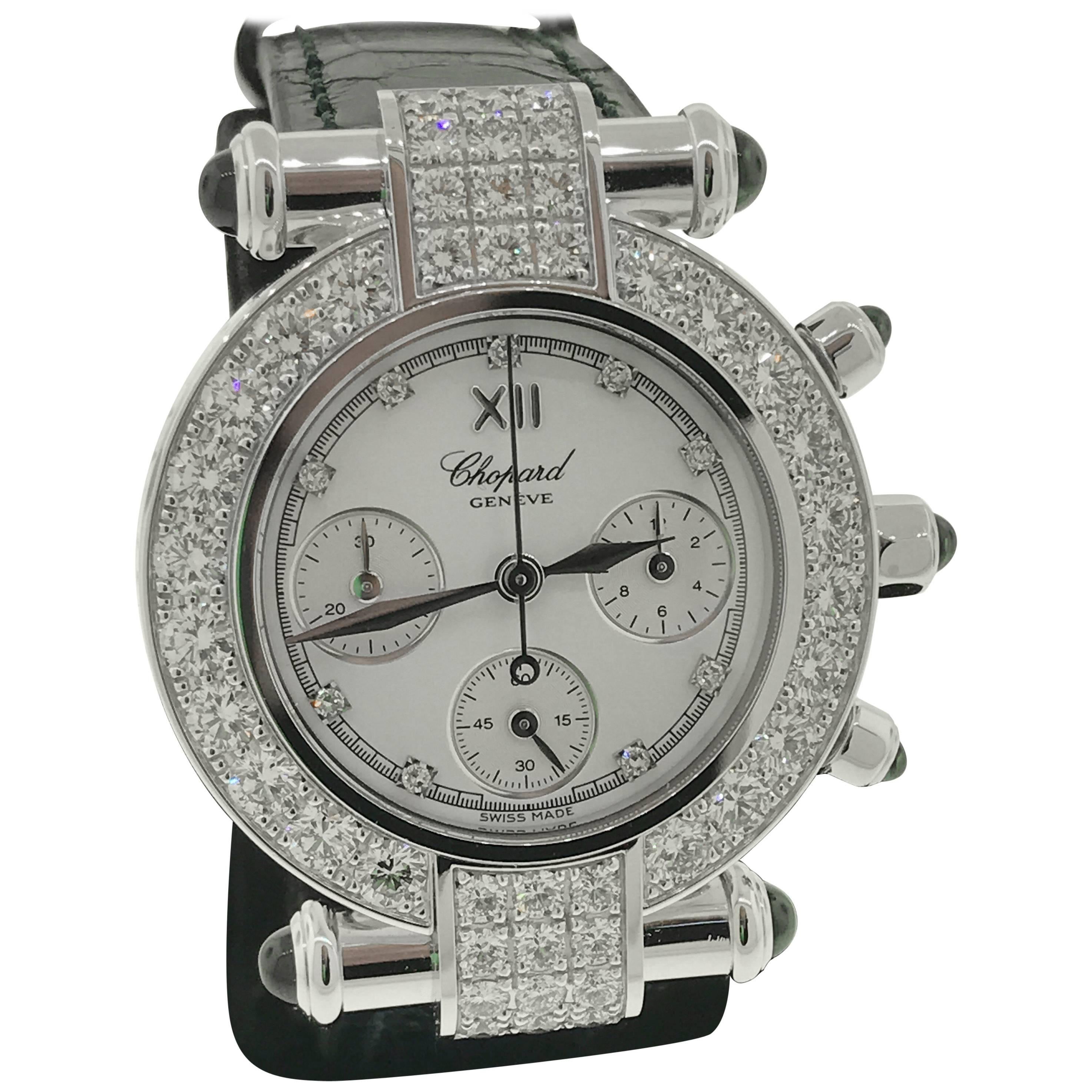Chopard Imperiale White Gold & Diamond Chronograph Ladies Watch 38/3168-1025 New For Sale
