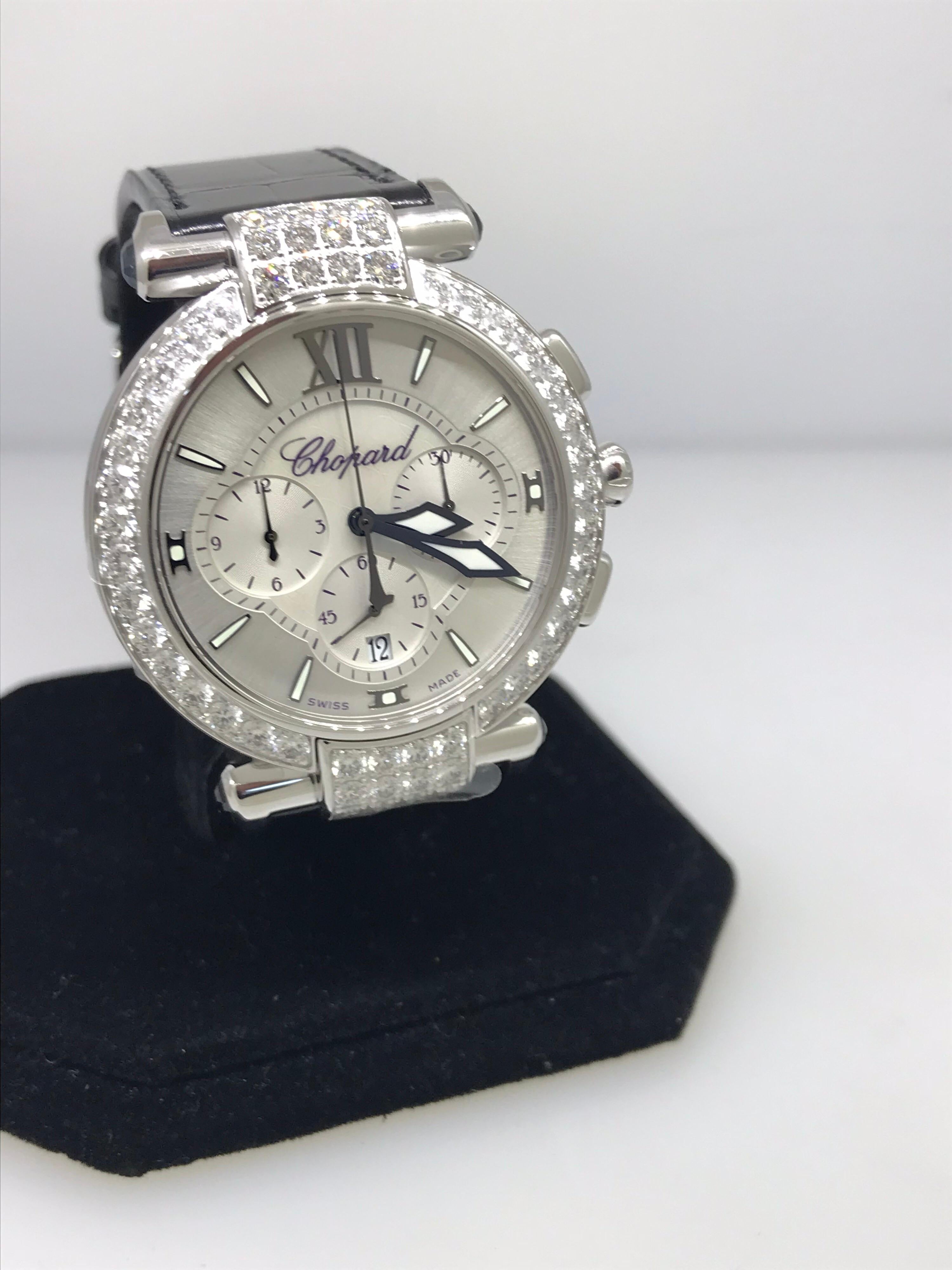 Women's or Men's Chopard Imperiale White Gold Diamond Ladies Chronograph Watch 38/4211 New For Sale