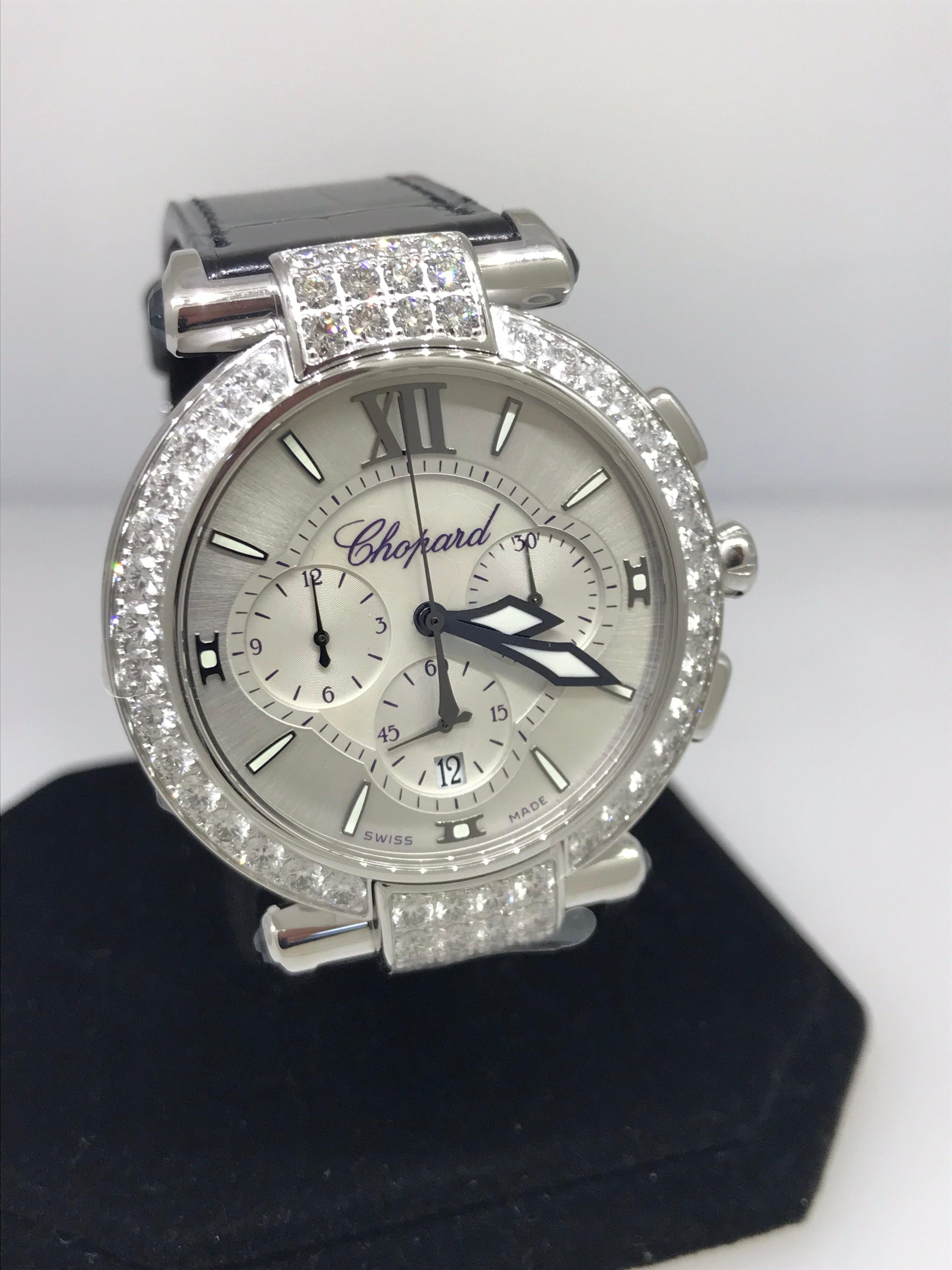 Chopard Imperiale White Gold Diamond Ladies Chronograph Watch 38/4211 New For Sale 1