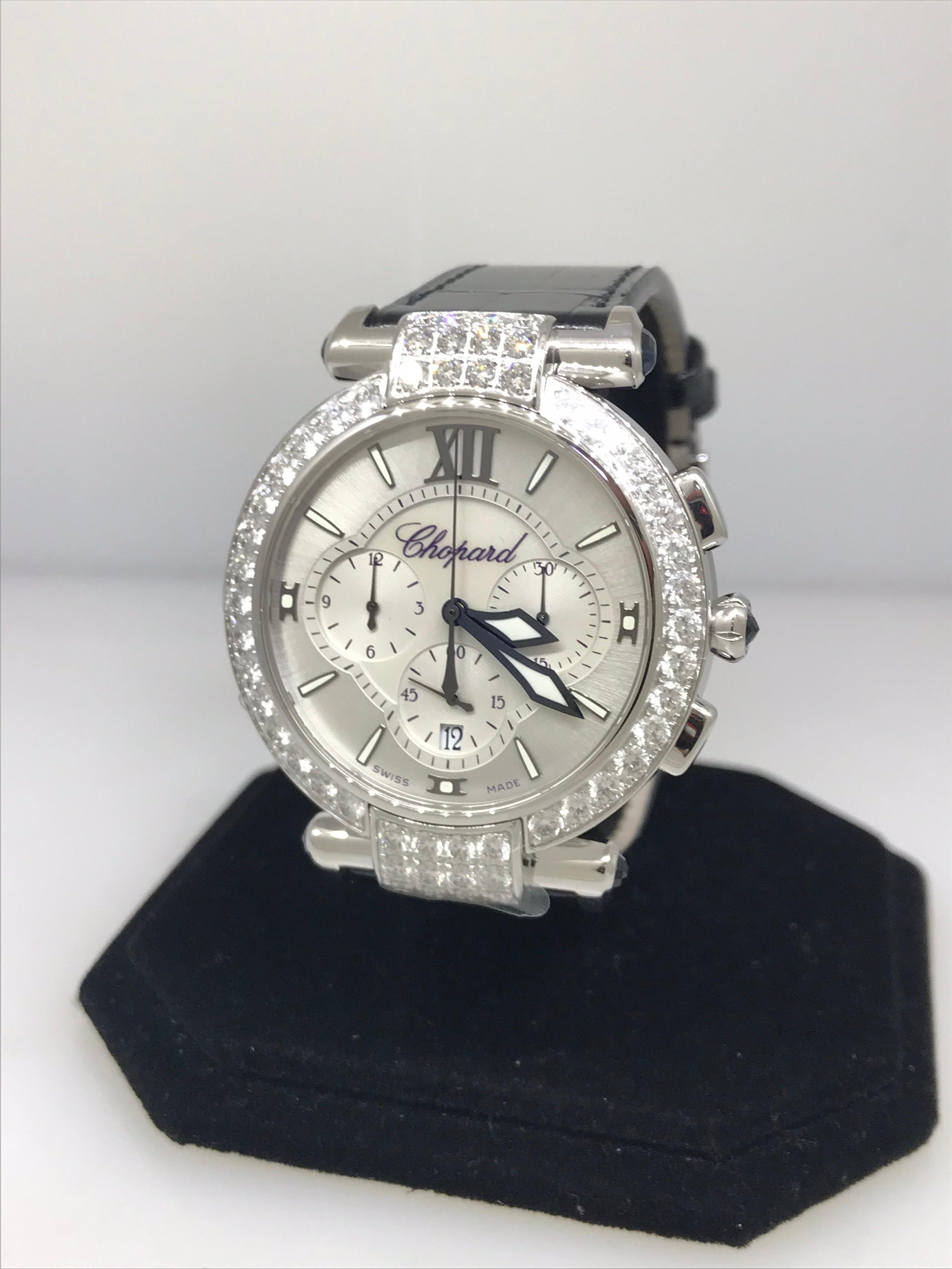 Chopard Imperiale White Gold Diamond Ladies Chronograph Watch 38/4211 New For Sale 3