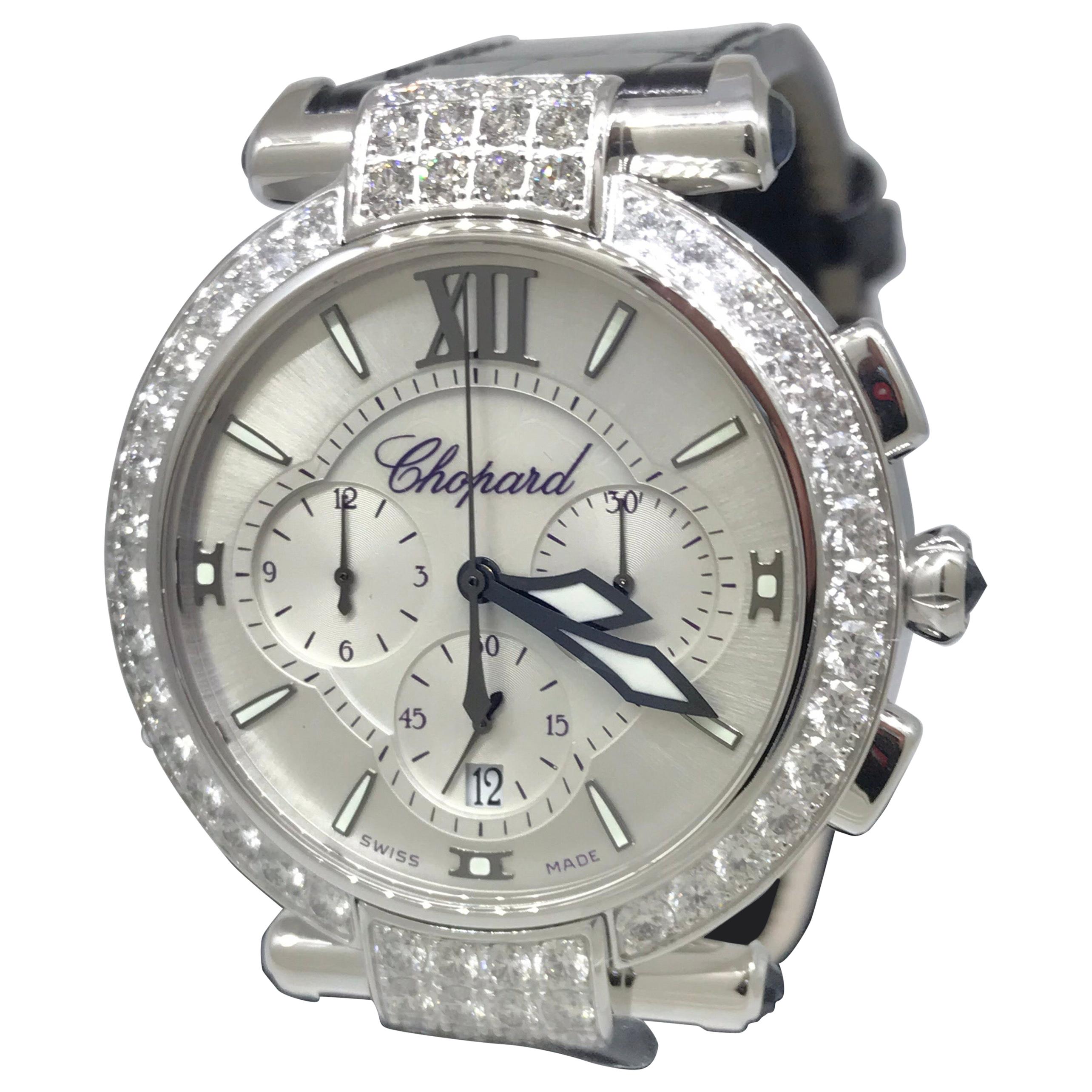 Chopard Imperiale White Gold Diamond Ladies Chronograph Watch 38/4211 New For Sale