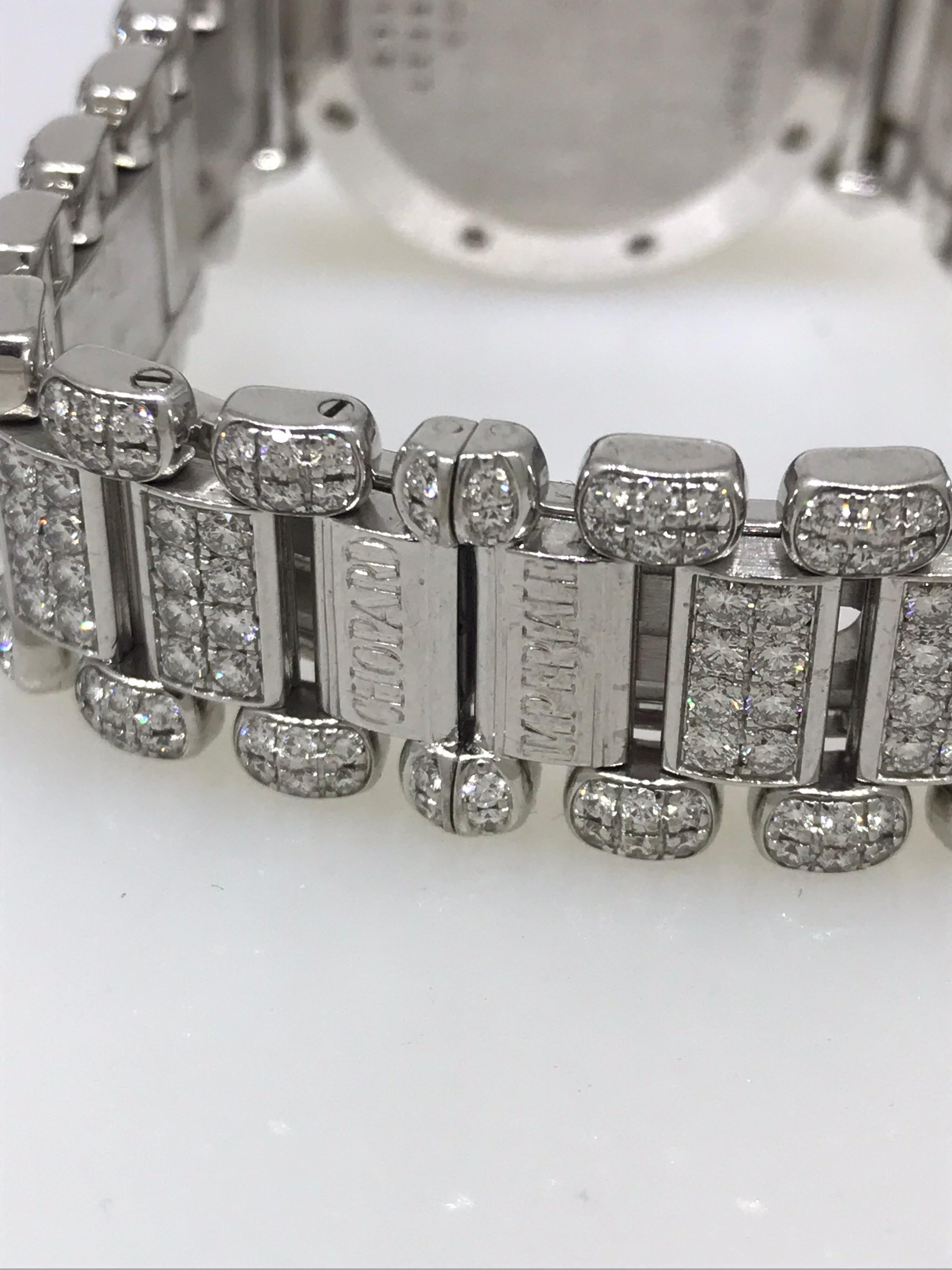 Chopard Imperiale White Gold Pavé Diamond Chronograph Bracelet Ladies Watch For Sale 5
