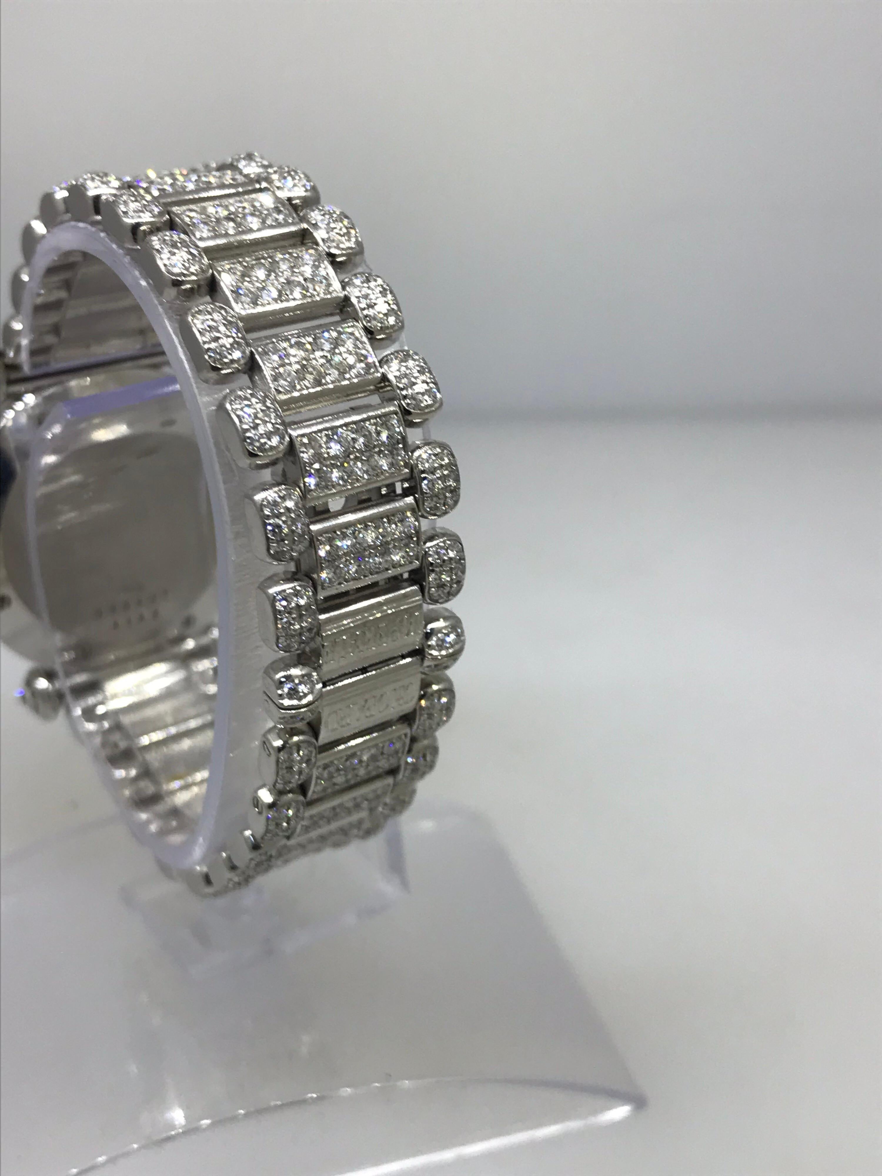 Women's Chopard Imperiale White Gold Pavé Diamond Chronograph Bracelet Ladies Watch For Sale