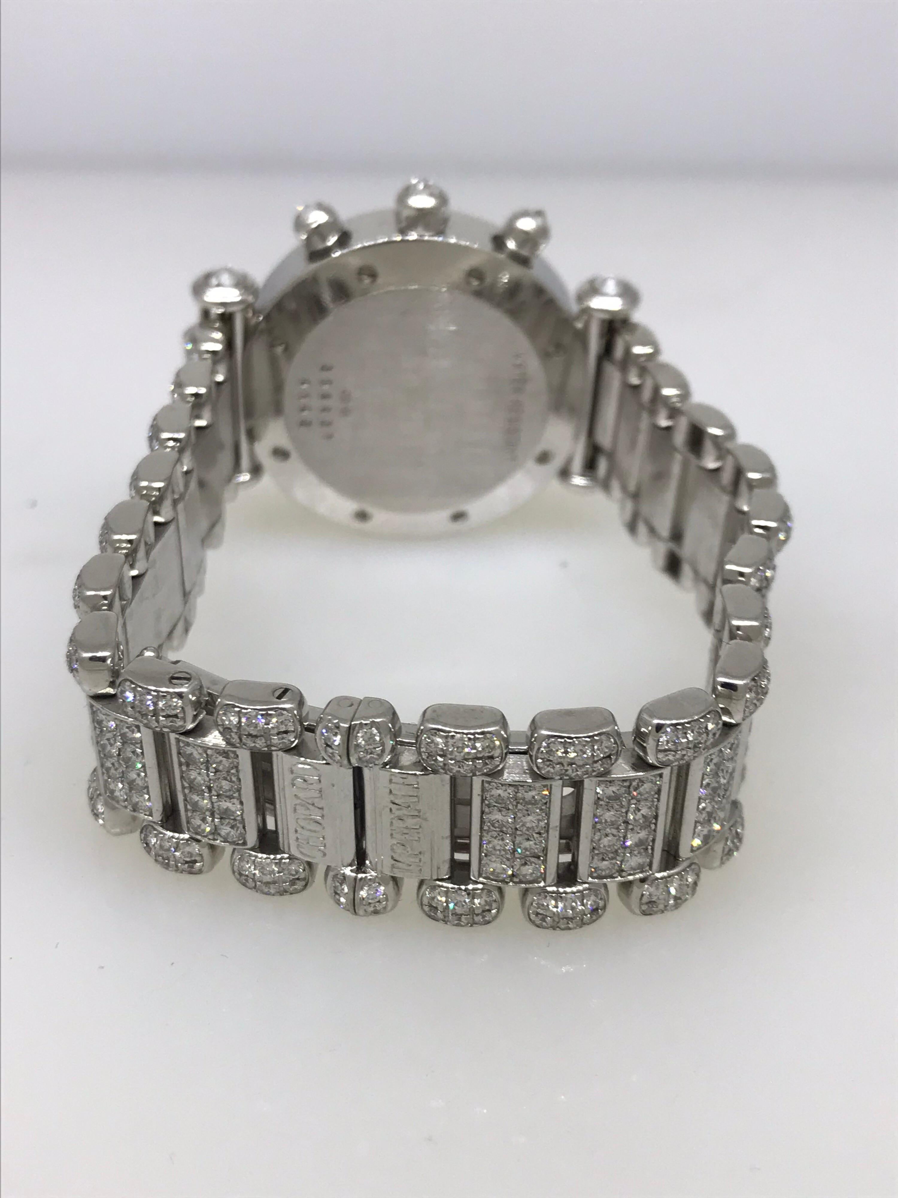 Chopard Imperiale White Gold Pavé Diamond Chronograph Bracelet Ladies Watch For Sale 4