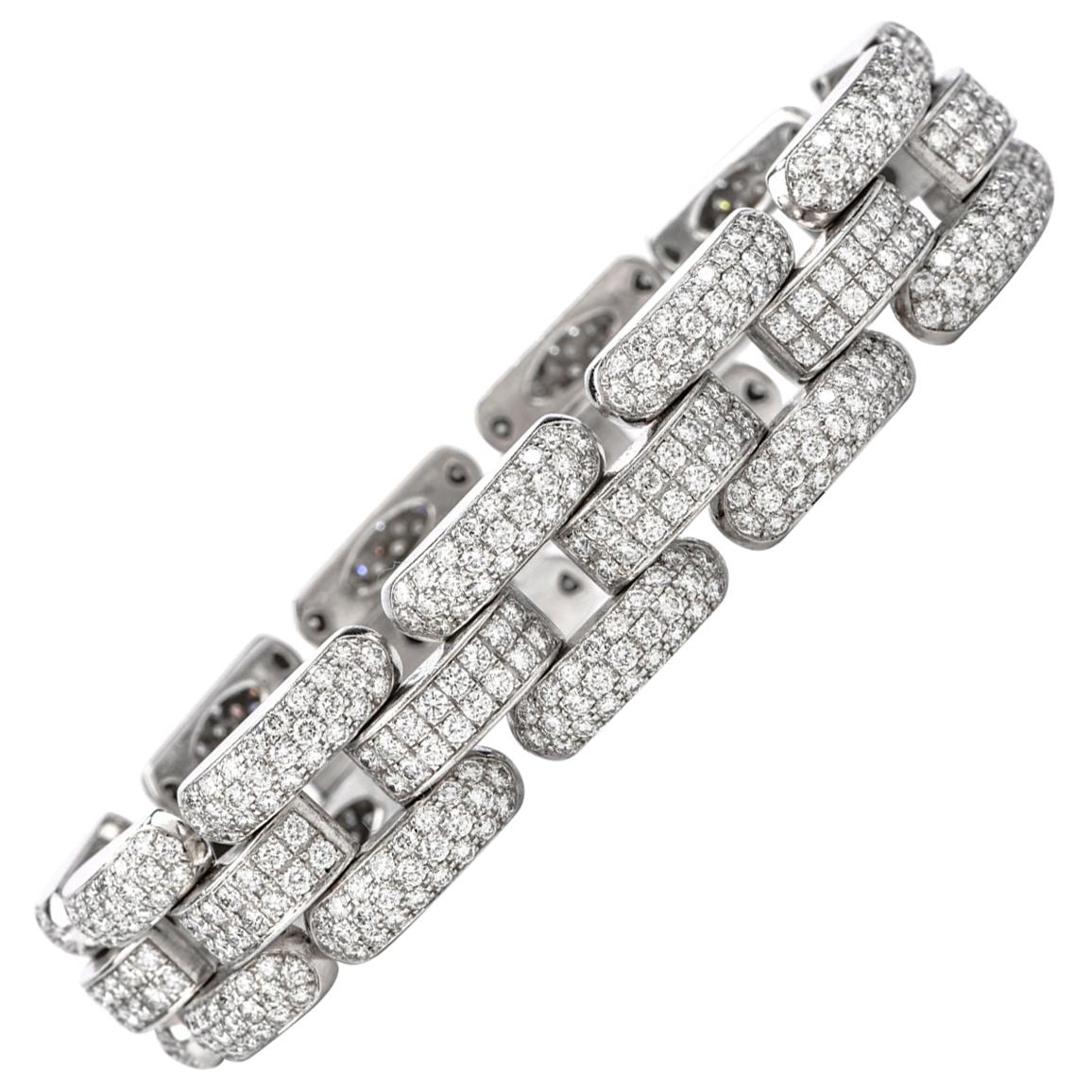 Chopard La Strada 12 Carat Pave-Set Diamond 18 Karat White Gold Link Bracelet