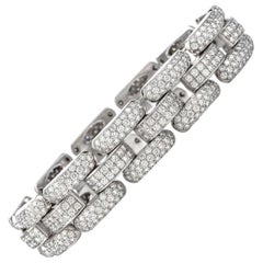 Chopard La Strada Bracelet à maillons en or blanc 18 carats serti de diamants pavés de 12 carats