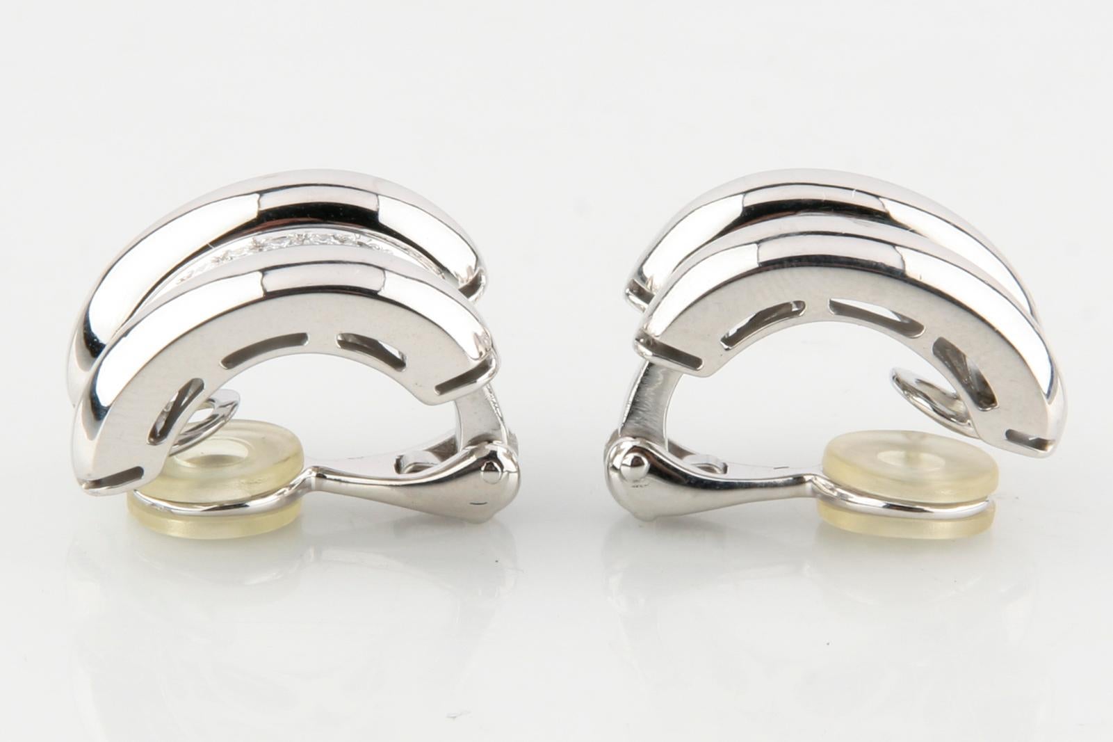 Taille ronde Chopard La Strada Boucles d'oreilles Clips en or blanc 18 carats et diamants  en vente