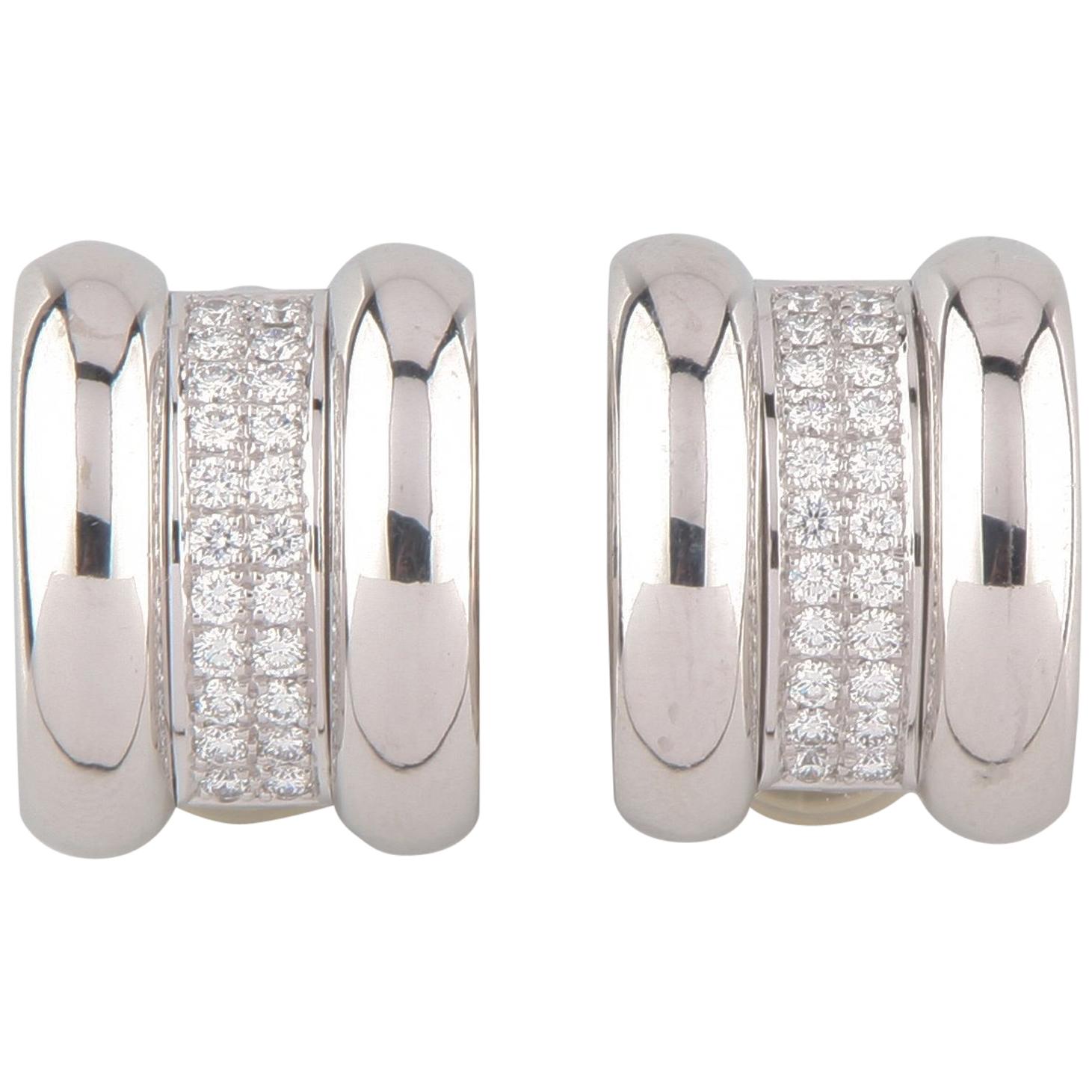 Chopard La Strada 18 Karat White Gold and Diamond Clip-On Earrings 