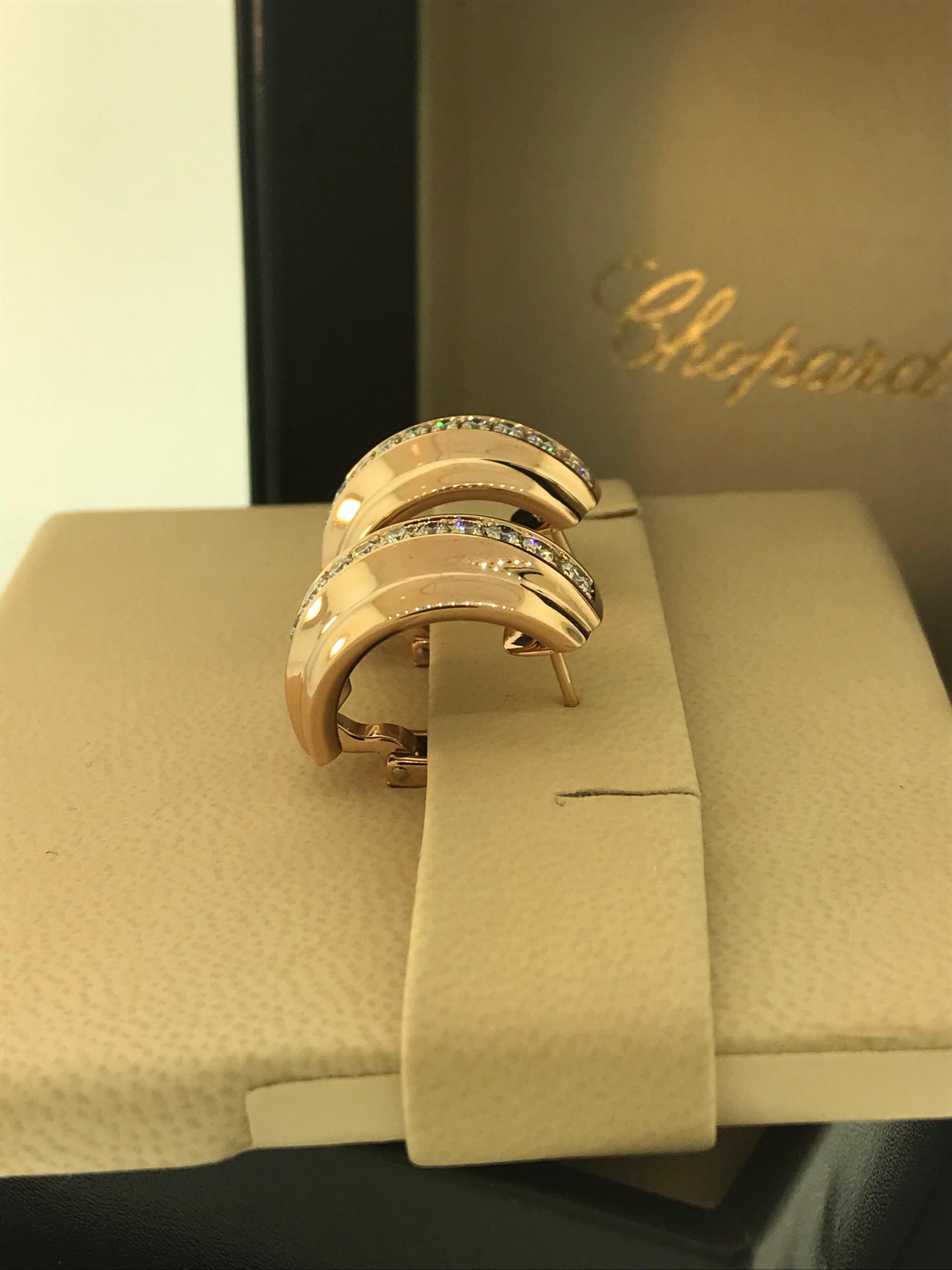 Chopard La Strada 18 Karat Rose Gold and Diamond Earrings 84/9399-5001 For Sale 8