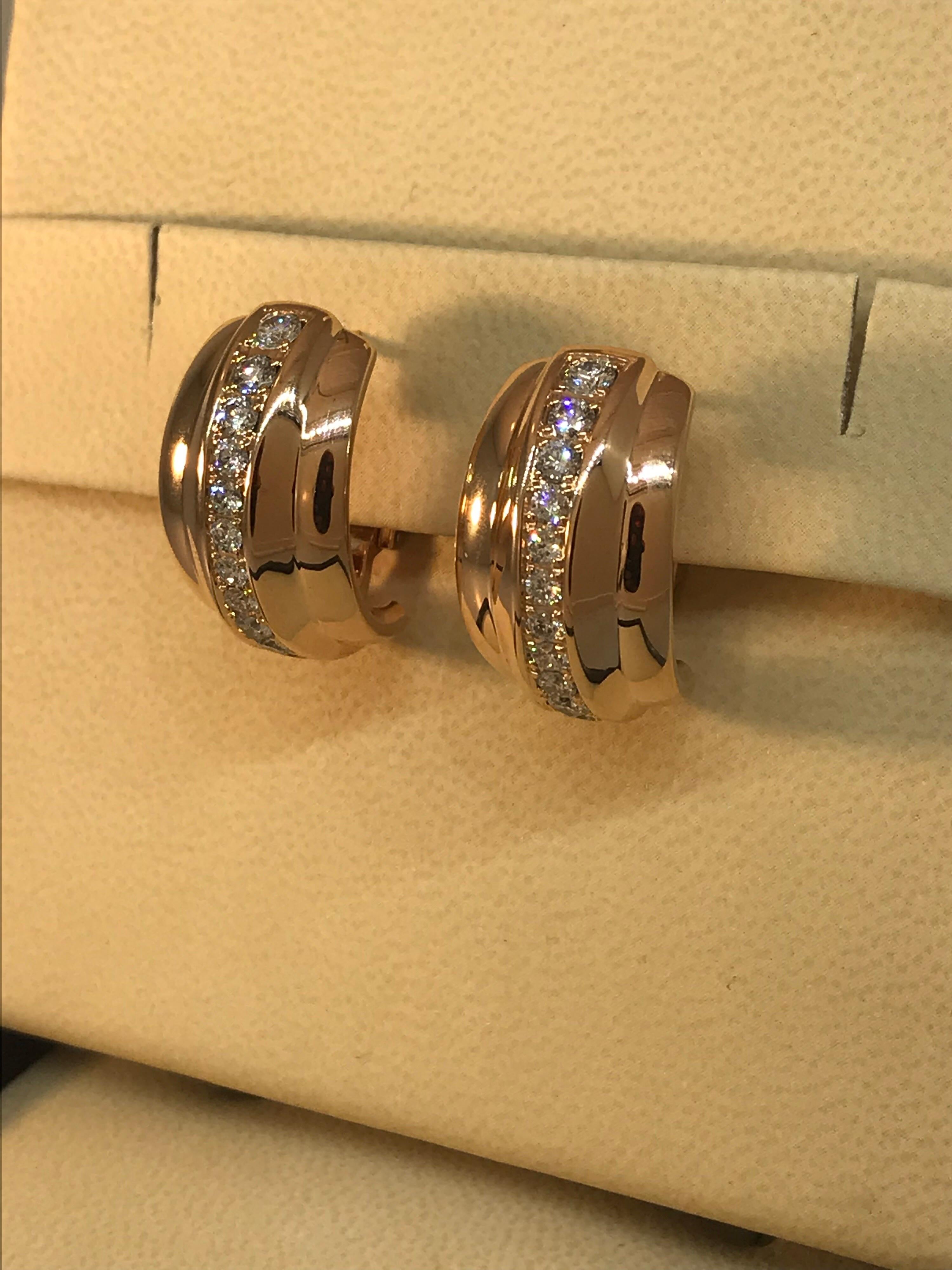 Women's Chopard La Strada 18 Karat Rose Gold and Diamond Earrings 84/9399-5001 For Sale