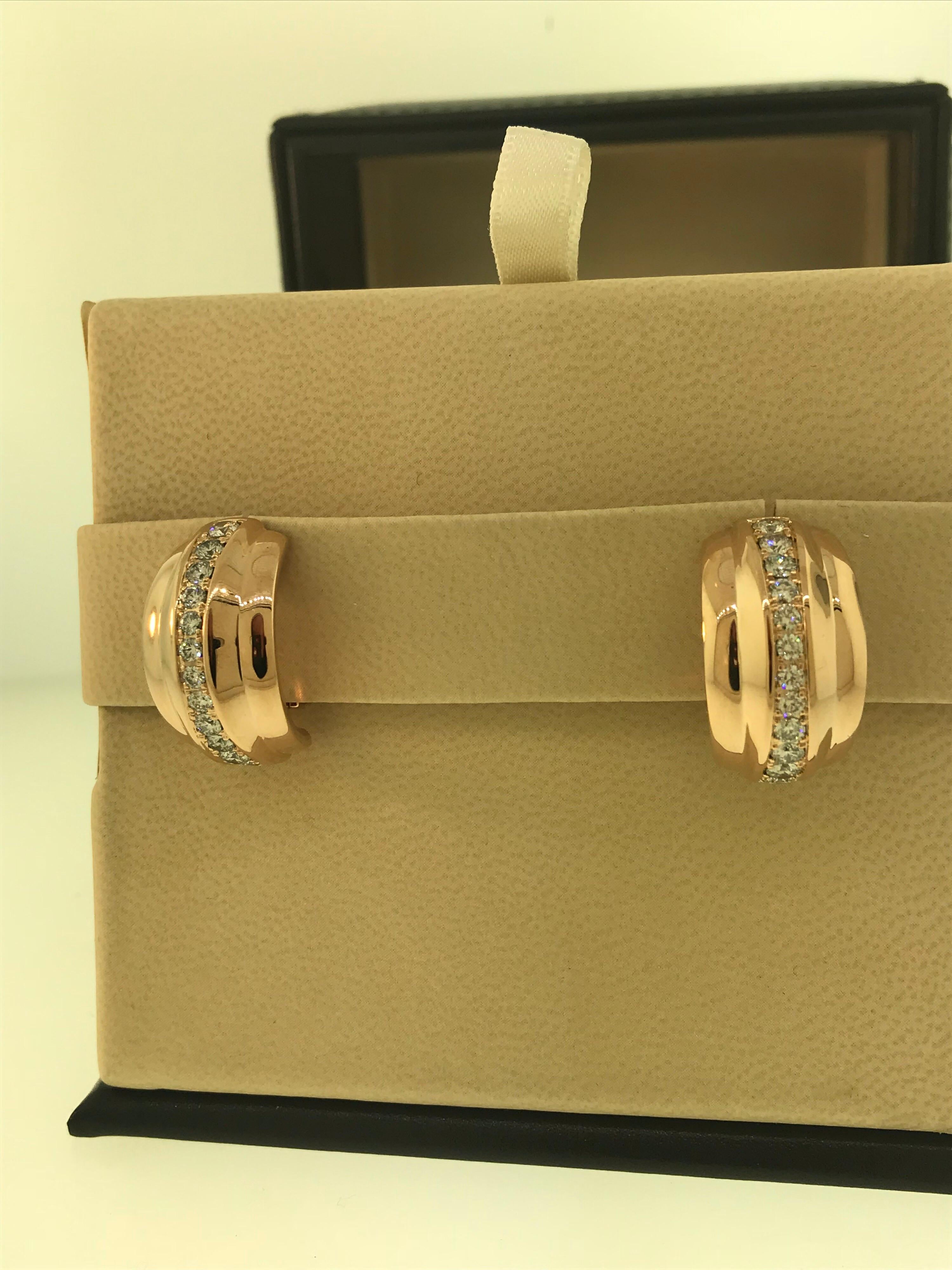 Chopard La Strada 18 Karat Rose Gold and Diamond Earrings 84/9399-5001 For Sale 2