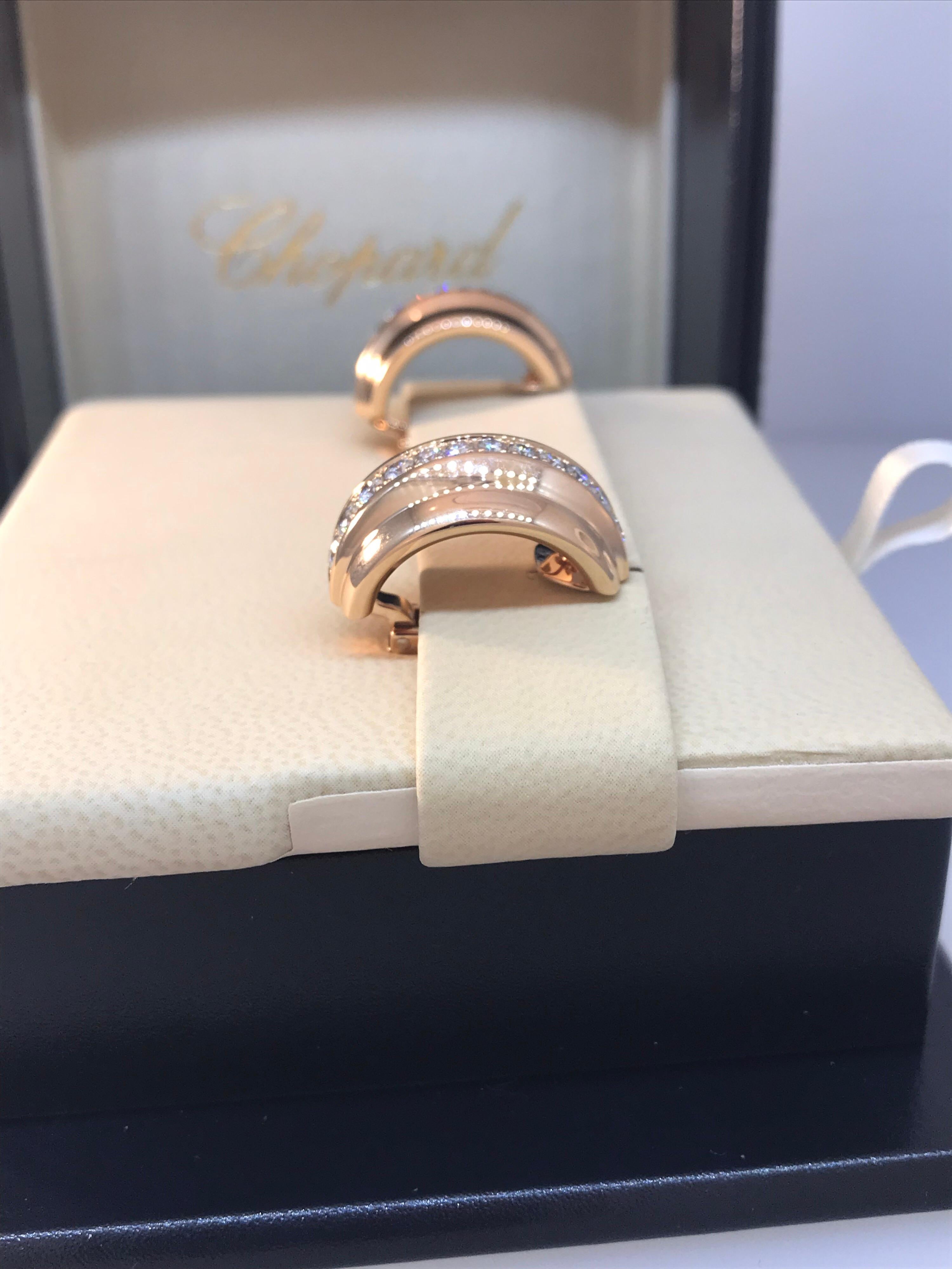 Chopard La Strada 18 Karat Rose Gold and Diamond Earrings 84/9399-5001 For Sale 5