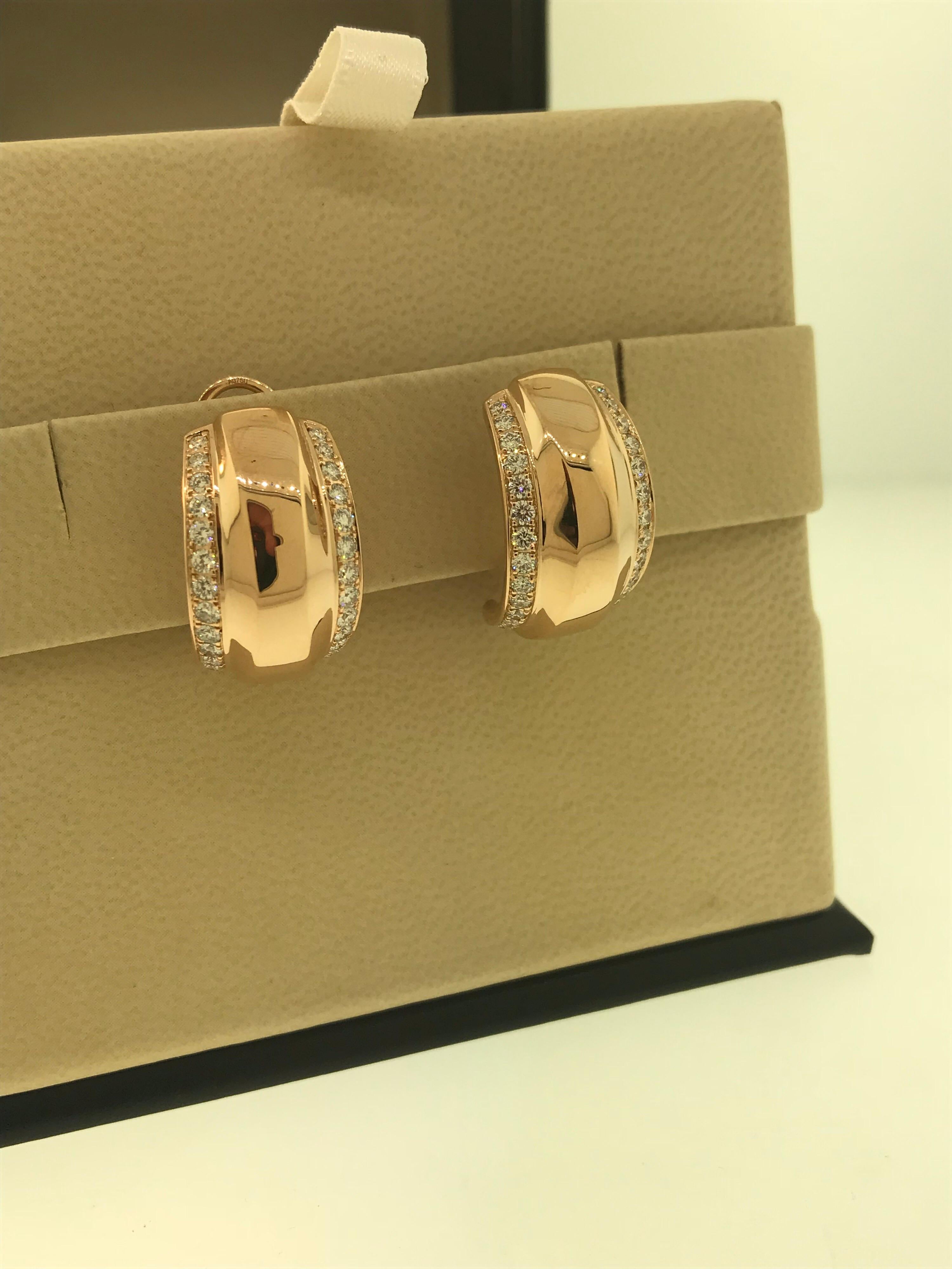 Chopard La Strada 18 Karat Rose Gold and Diamond Earrings 84/9402-5001 In New Condition For Sale In New York, NY