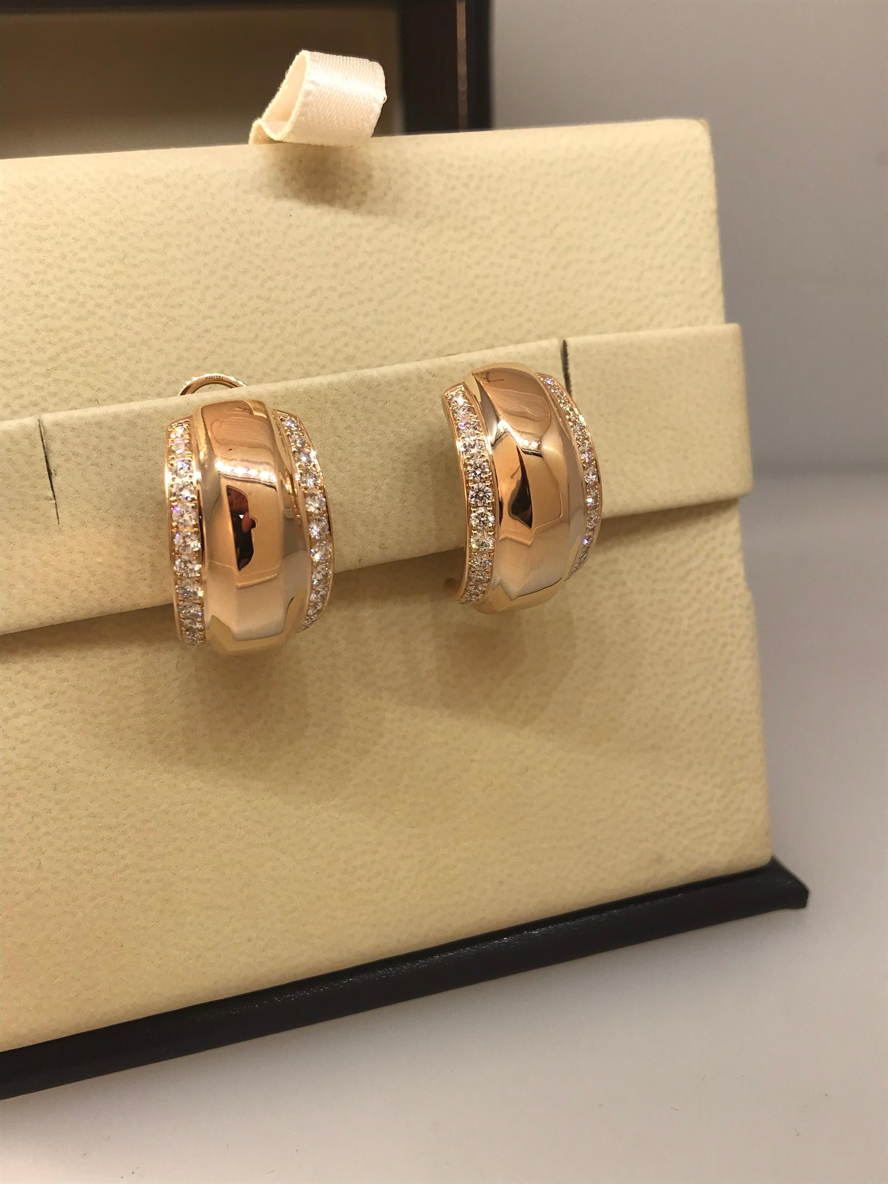 Women's Chopard La Strada 18 Karat Rose Gold and Diamond Earrings 84/9402-5001 For Sale