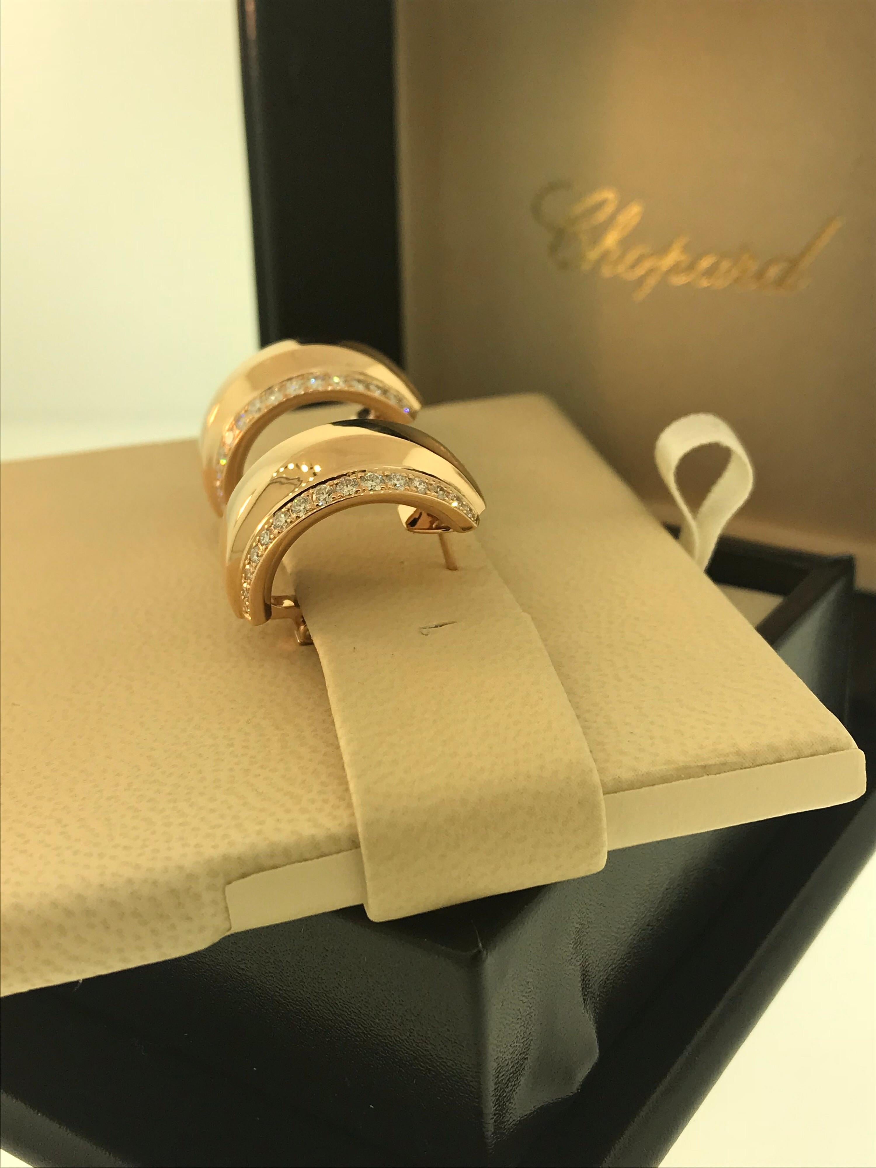 Chopard La Strada 18 Karat Rose Gold and Diamond Earrings 84/9402-5001 For Sale 2