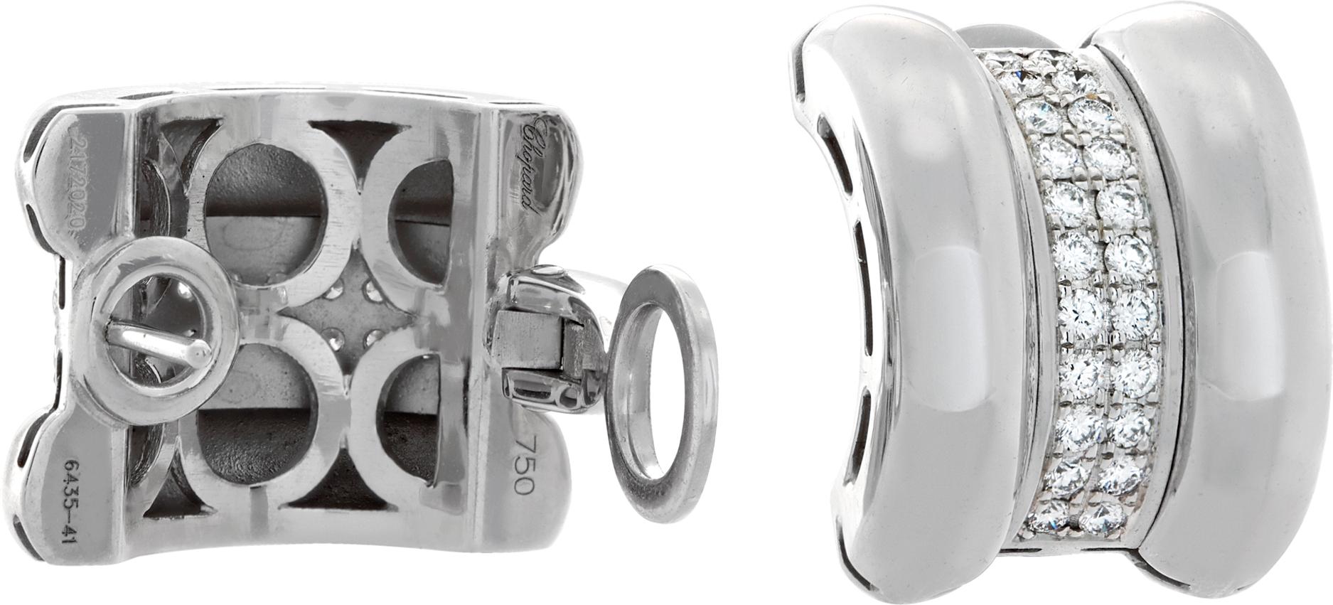 Chopard La Strada 18k white gold huggies with diamonds In Excellent Condition For Sale In Surfside, FL