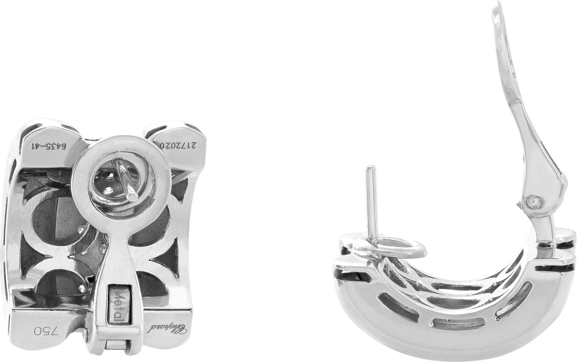 Women's Chopard La Strada 18k white gold huggies with diamonds For Sale