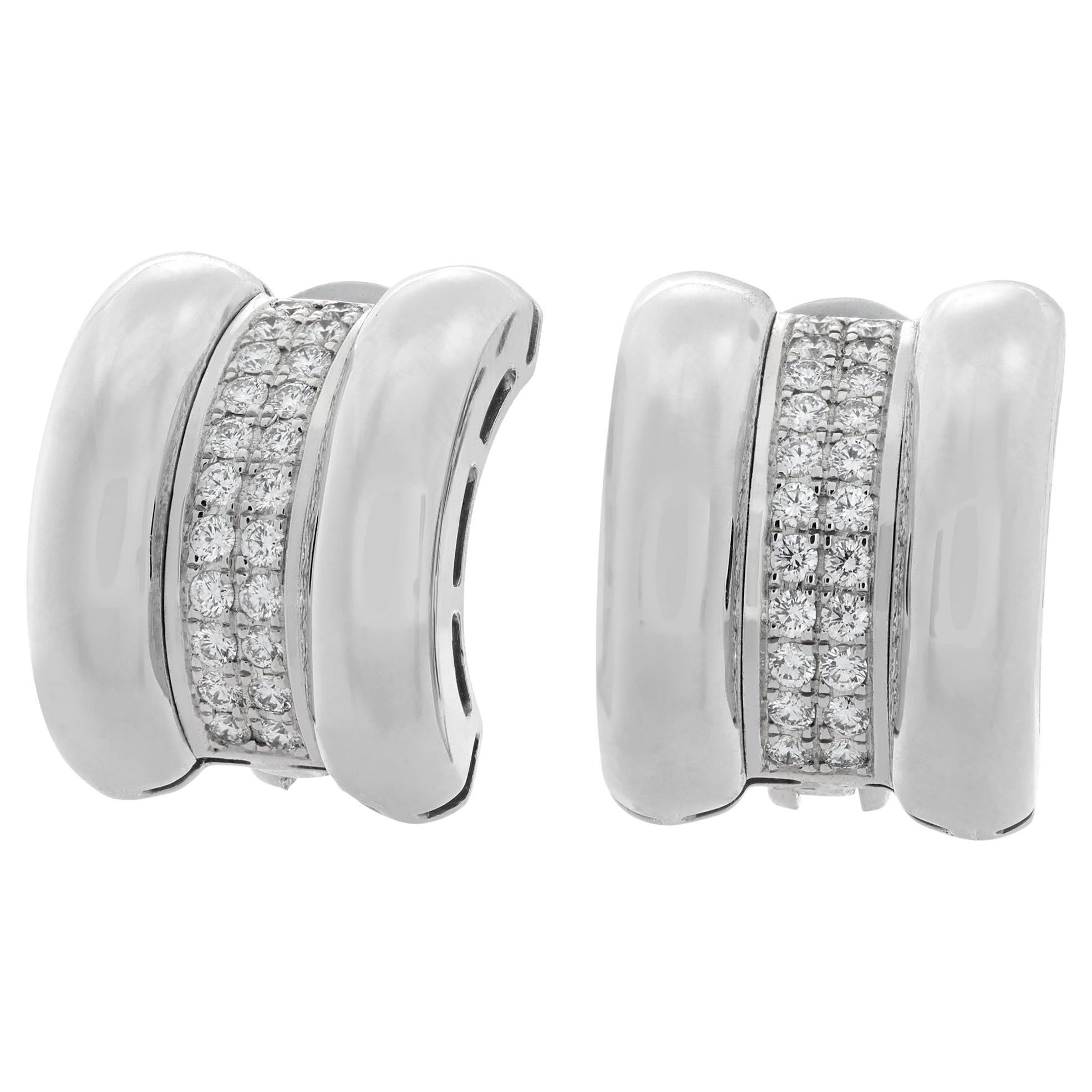 Chopard La Strada 18k white gold huggies with diamonds For Sale