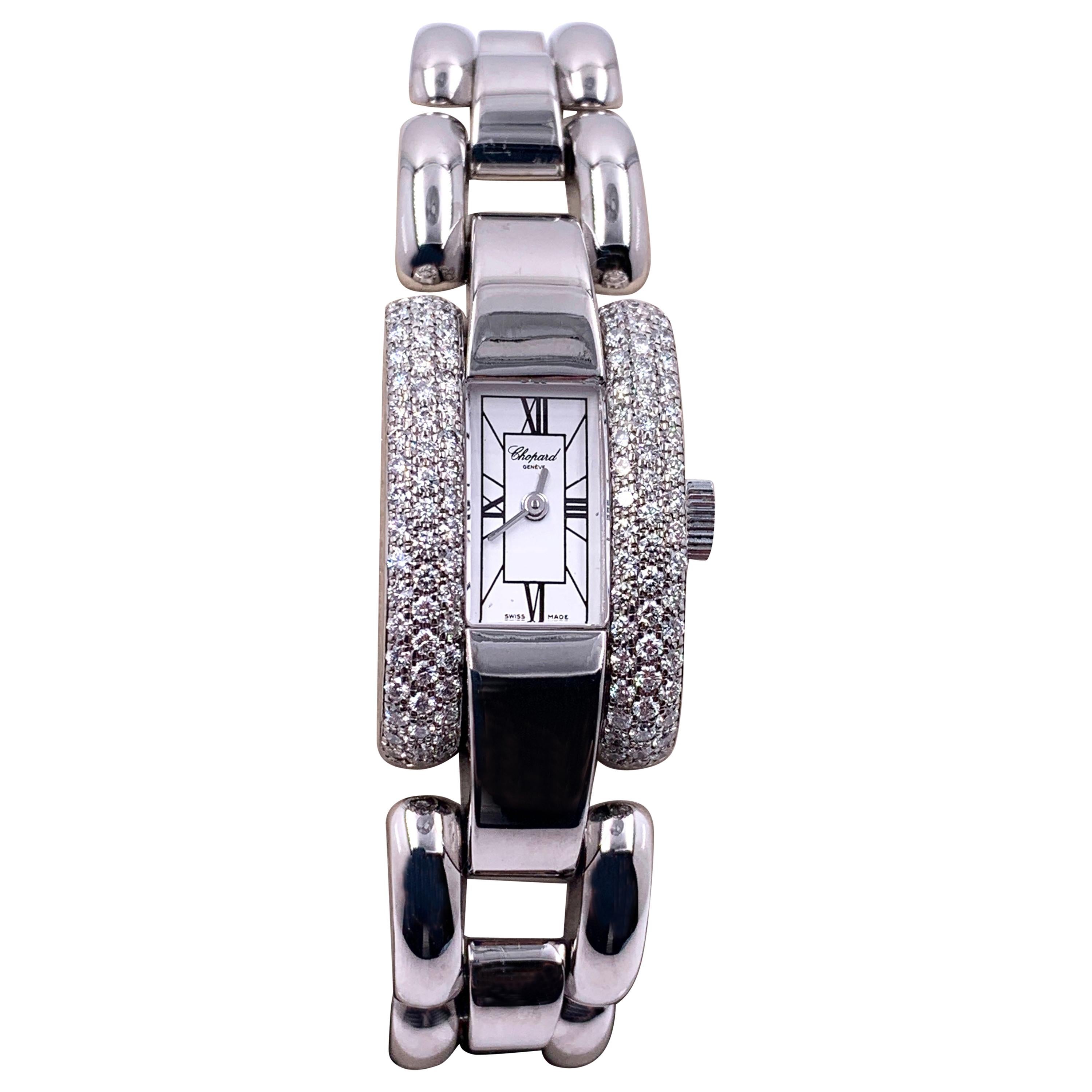 Chopard La Strada 433 1 Factory Diamond Bezel White Dial 18K White Gold
