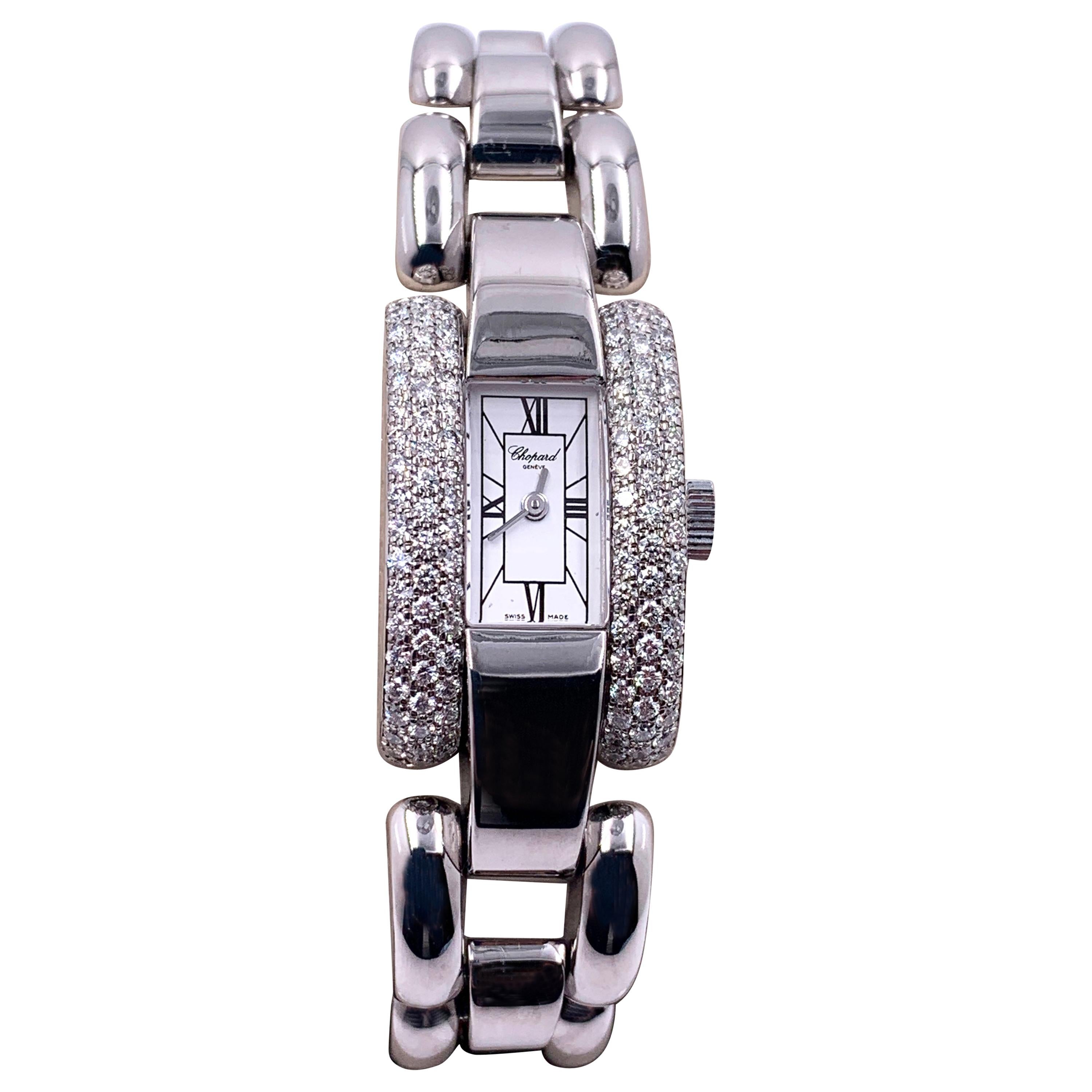 Chopard La Strada 433 1 Montre en or blanc 18 carats avec lunette et cadran blanc