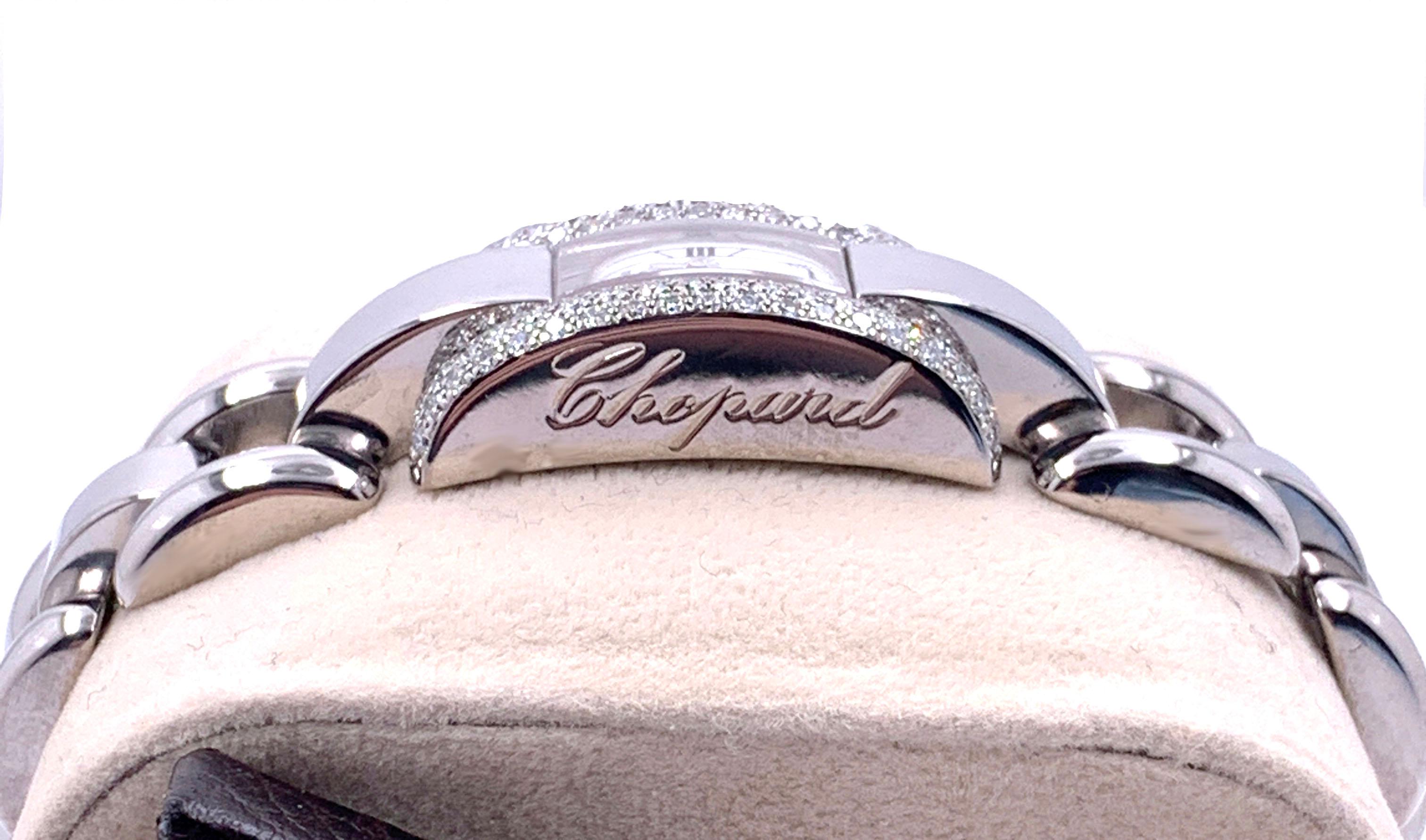 Chopard La Strada 433 1 Fabrik Diamant-Lünette Weißes Zifferblatt 18K Weißgold (Rundschliff) im Angebot