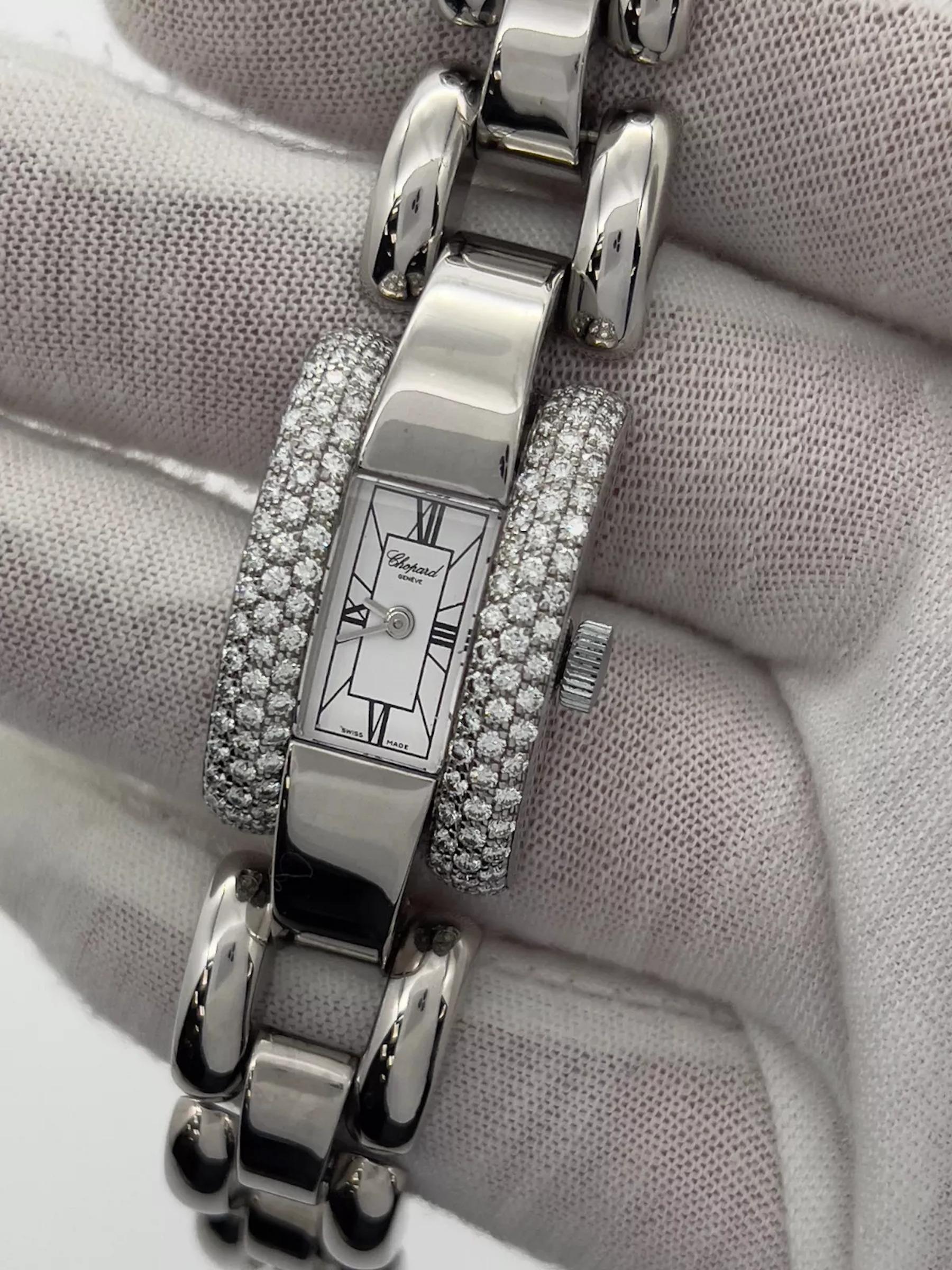 Chopard La Strada 433 1 Fabrik Diamant-Lünette Weißes Zifferblatt 18K Weißgold Damen im Angebot