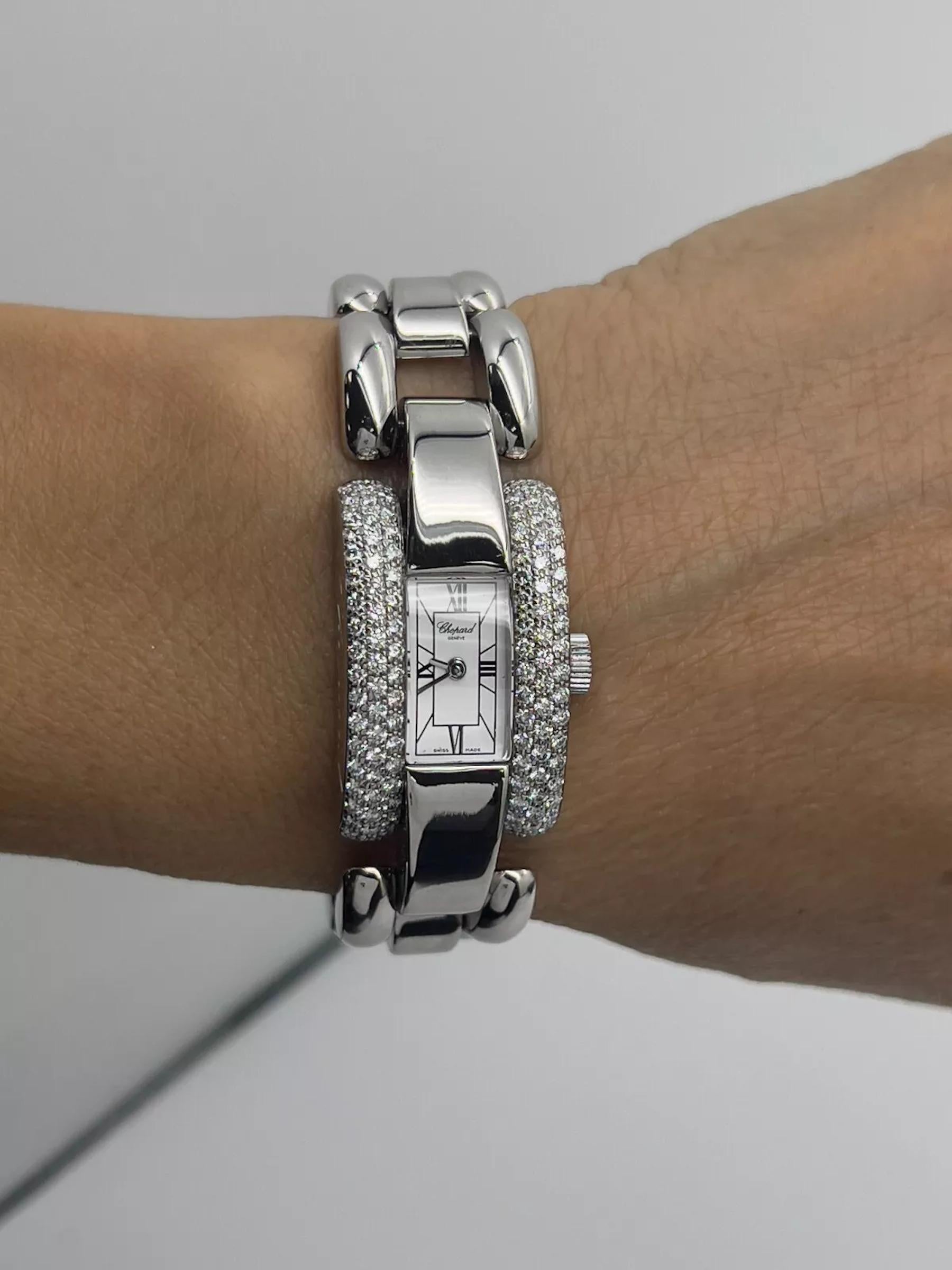 Chopard La Strada 433 1 Fabrik Diamant-Lünette Weißes Zifferblatt 18K Weißgold im Angebot 1
