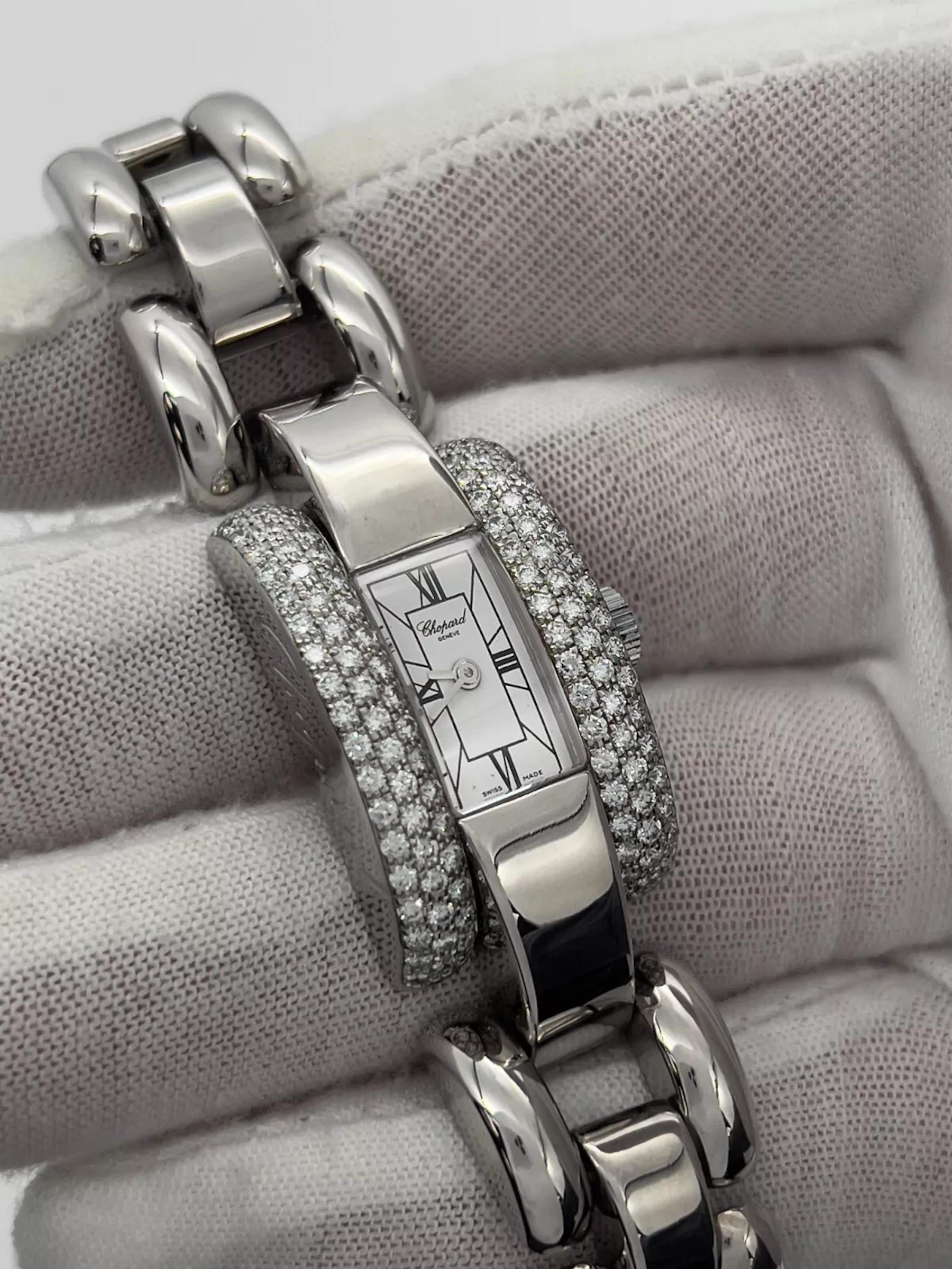 Chopard La Strada 433 1 Fabrik Diamant-Lünette Weißes Zifferblatt 18K Weißgold im Angebot 2