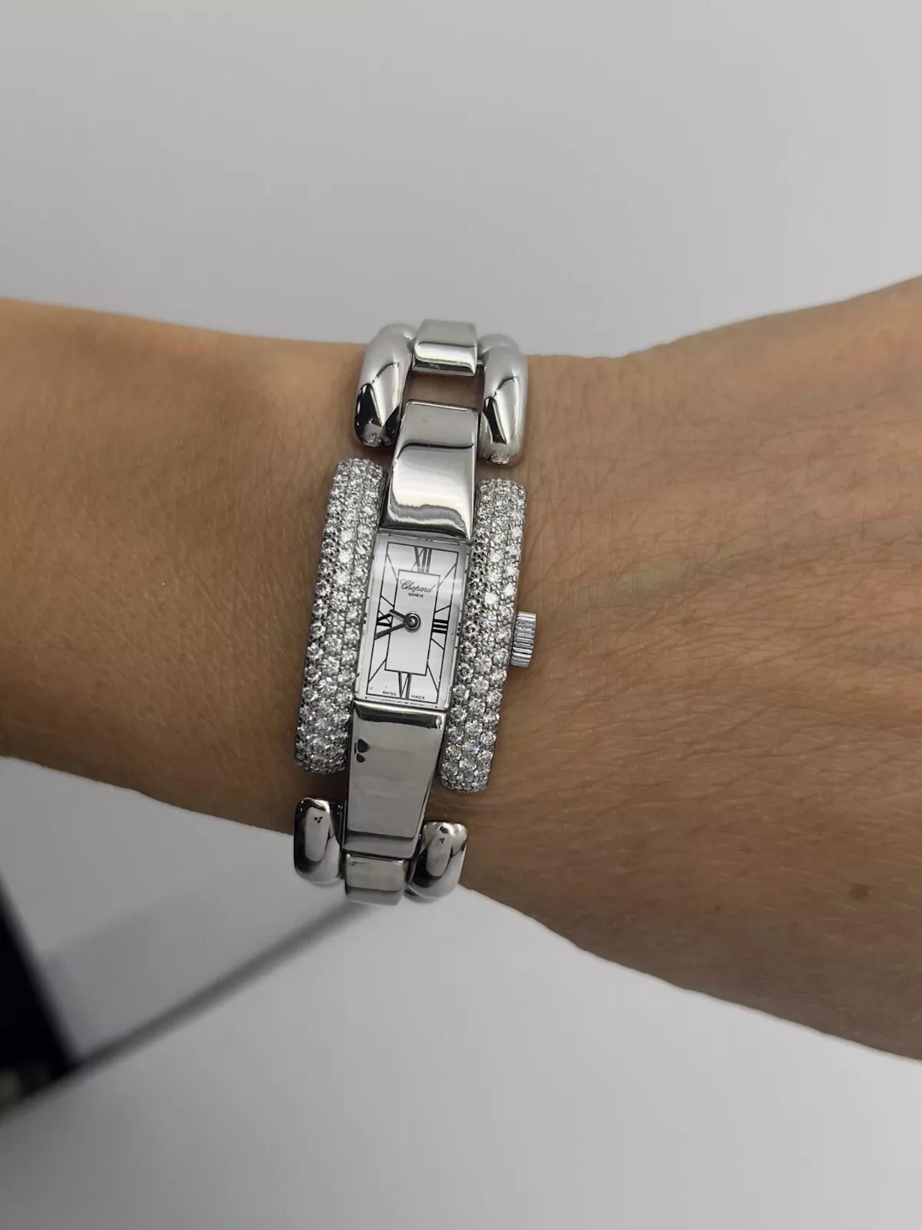 Chopard La Strada 433 1 Fabrik Diamant-Lünette Weißes Zifferblatt 18K Weißgold im Angebot 3