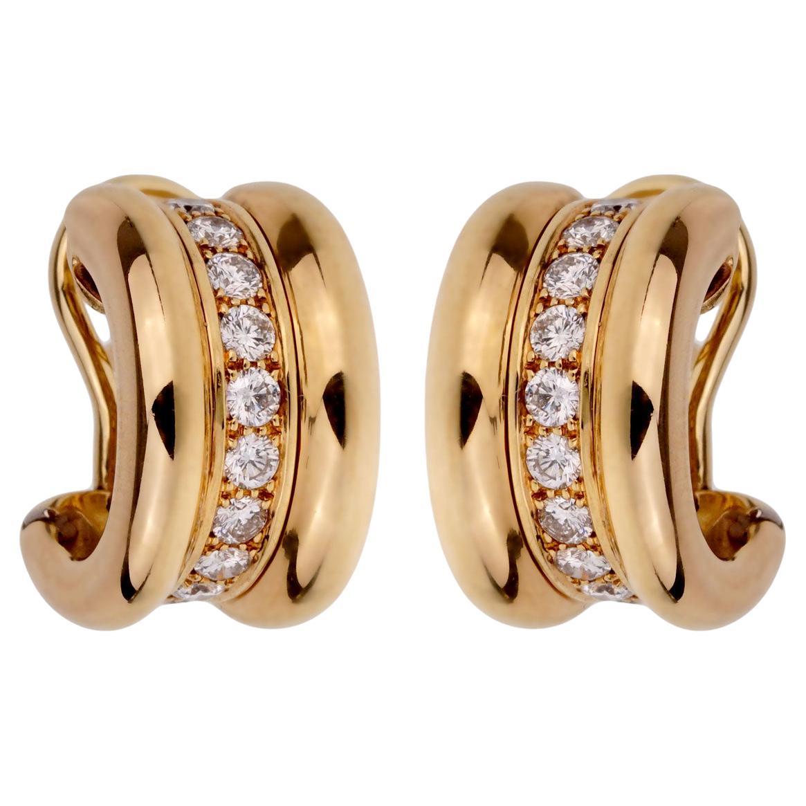 Chopard La Strada Diamond Yellow Gold Hoop Earrings For Sale