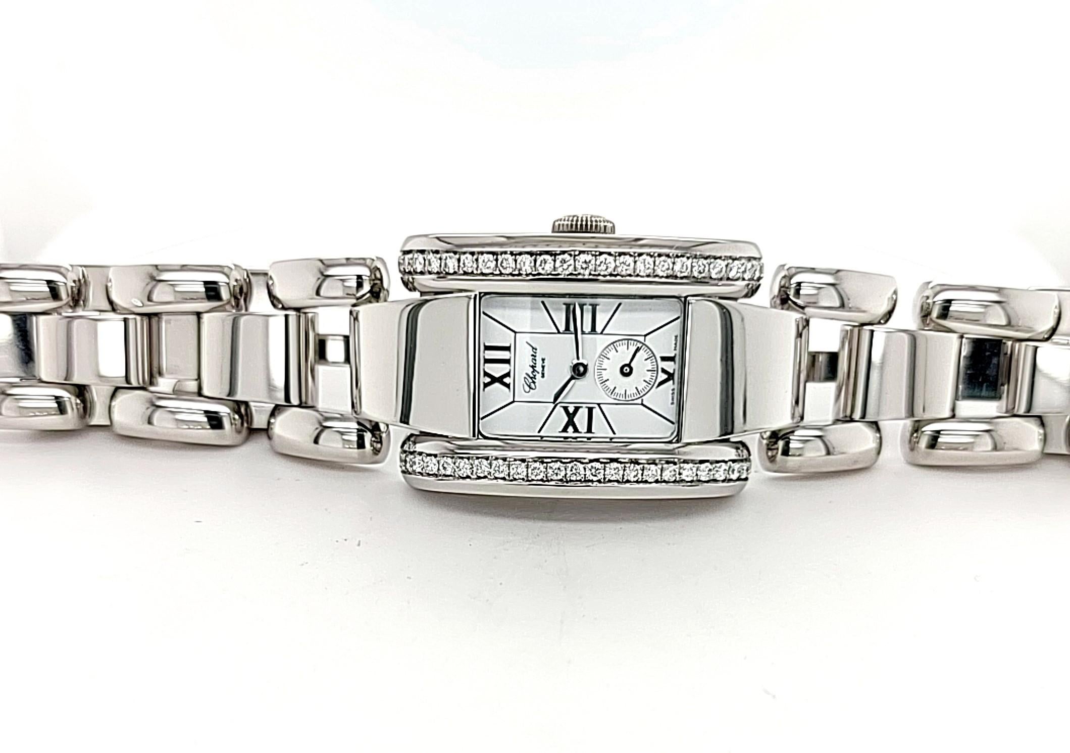 Contemporary Chopard La Strada Ladies in Steel with Partial Diamond on Bezel For Sale