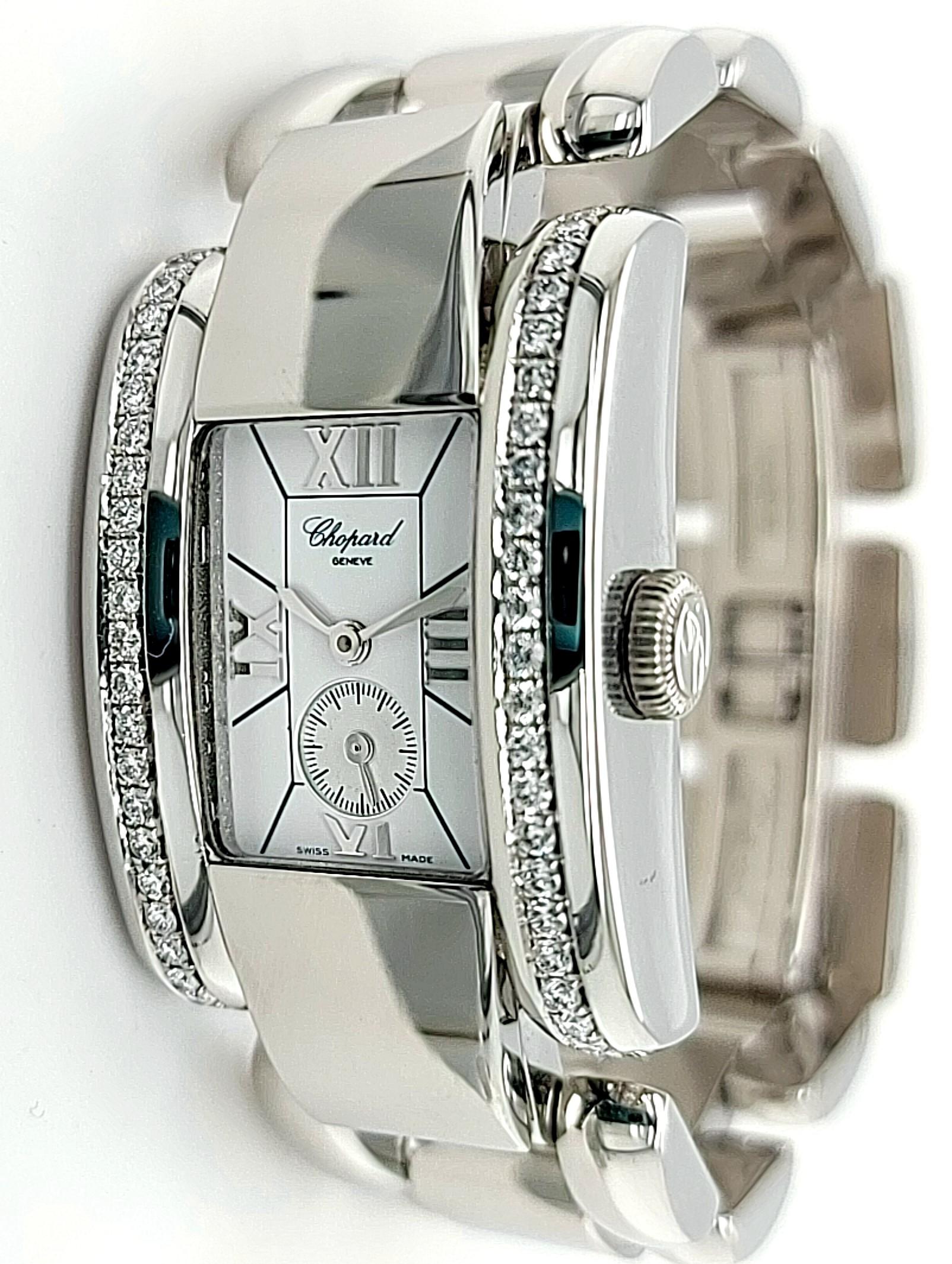 Brilliant Cut Chopard La Strada Ladies in Steel with Partial Diamond on Bezel For Sale