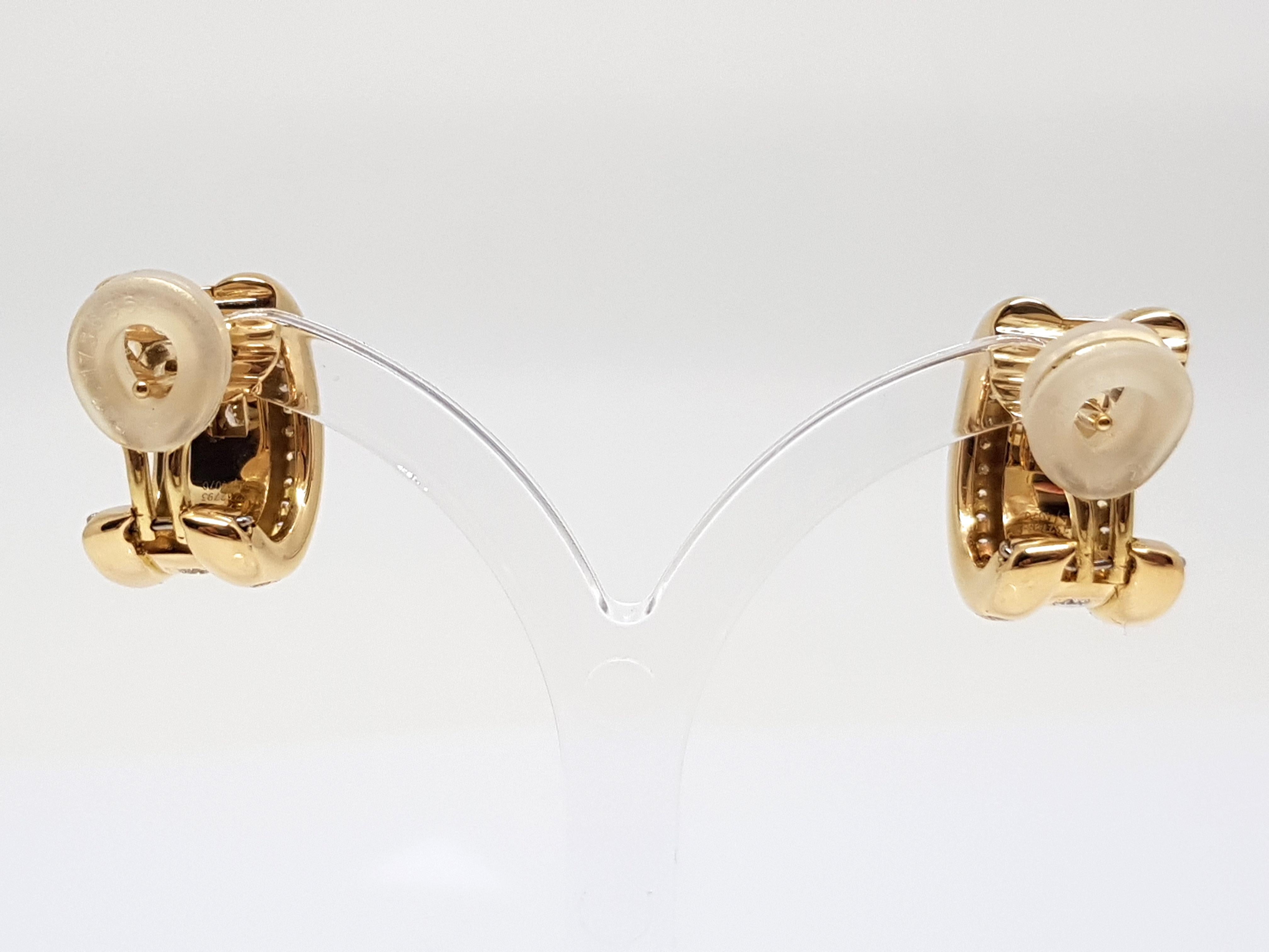 Chopard La Strada Original 18 Karat Yellow Gold White Pave Diamond Hoop Earrings 4
