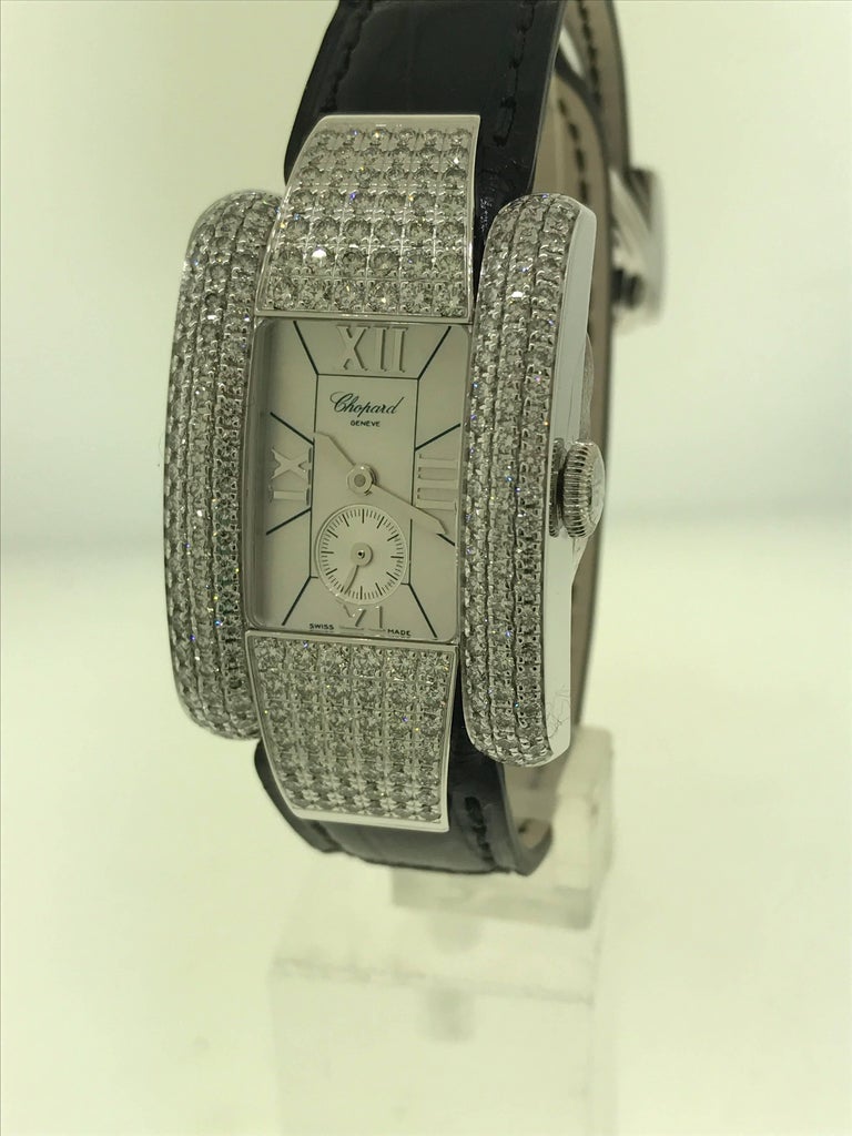 Chopard La Strada White Gold Diamond Leather Band Ladies Watch 41/6847 ...