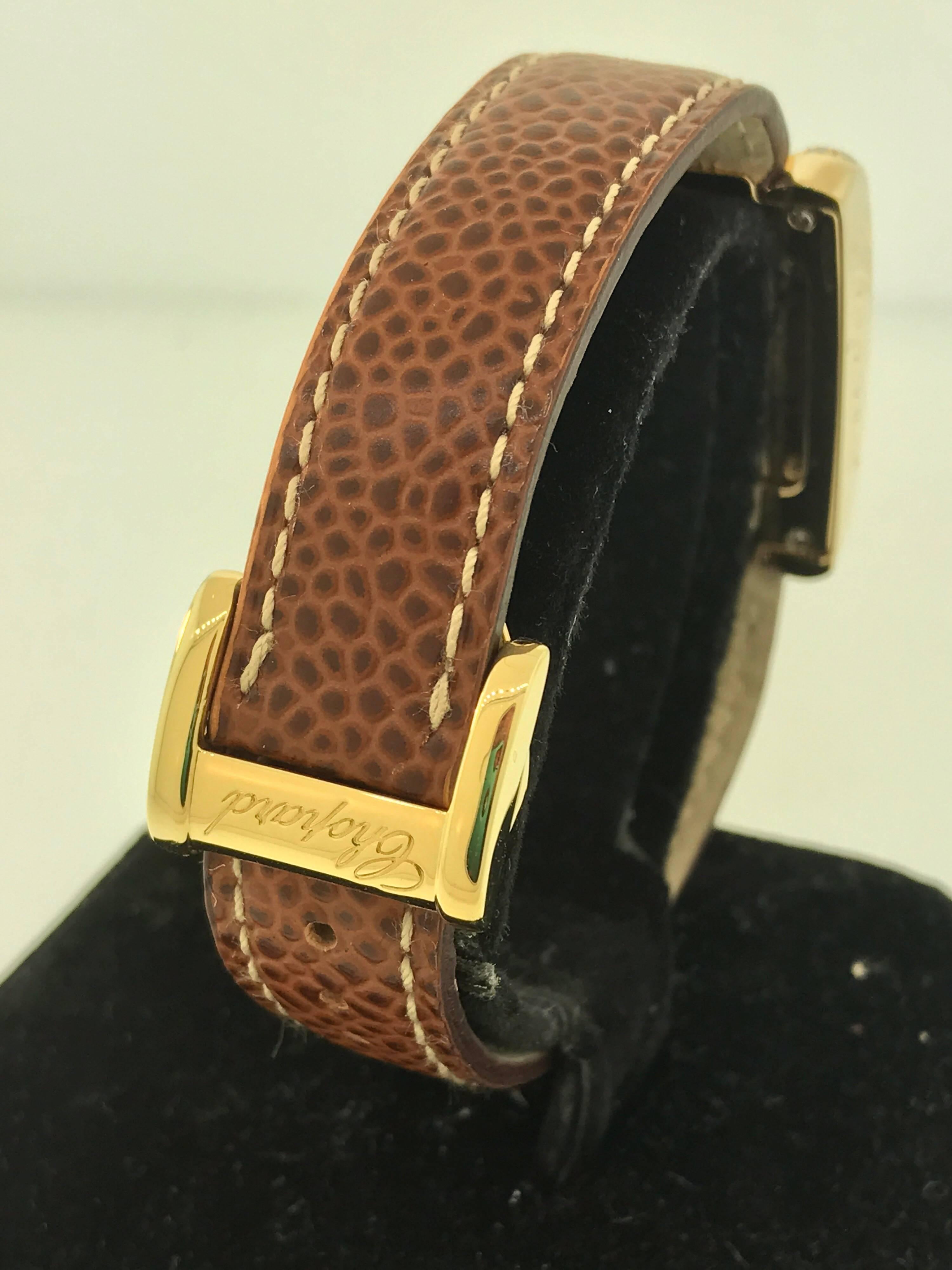 Chopard La Strada Yellow Gold and Diamond Leather Band Ladies Watch For Sale 2