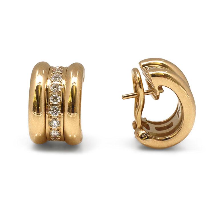 Women's or Men's Chopard 'La Strada' Yellow Gold and Diamond Earrings
