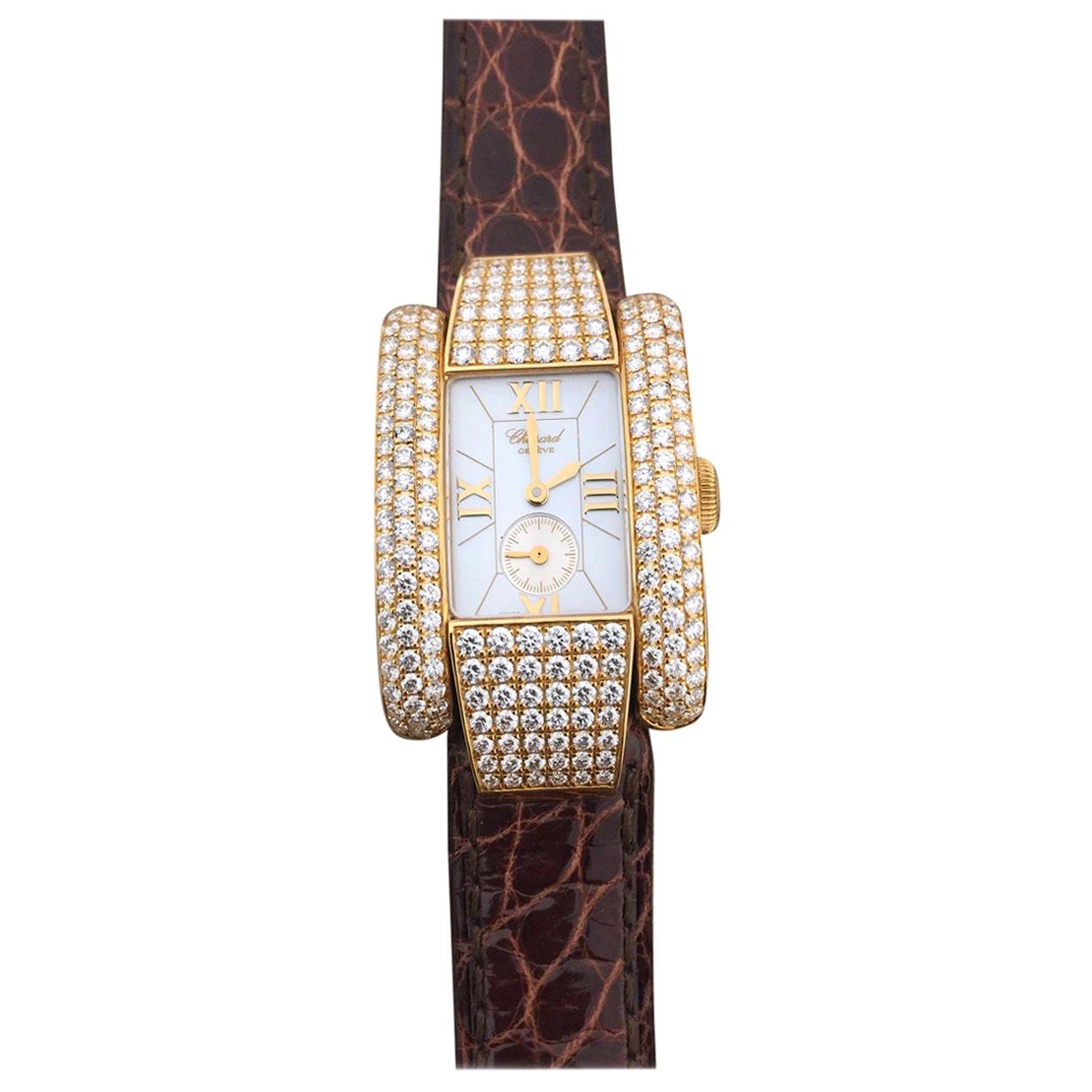 Chopard La Strada Yellow Gold and Diamond Ladies Watch 41/6847 For Sale