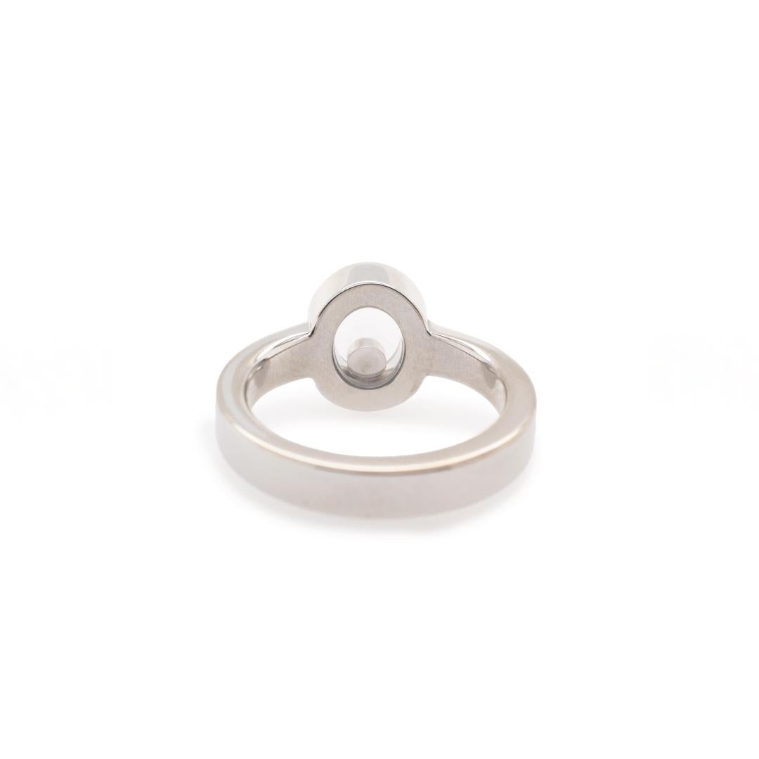 Round Cut Chopard Ladies 18K White Gold Happy Diamonds Icon Oval Cocktail Ring
