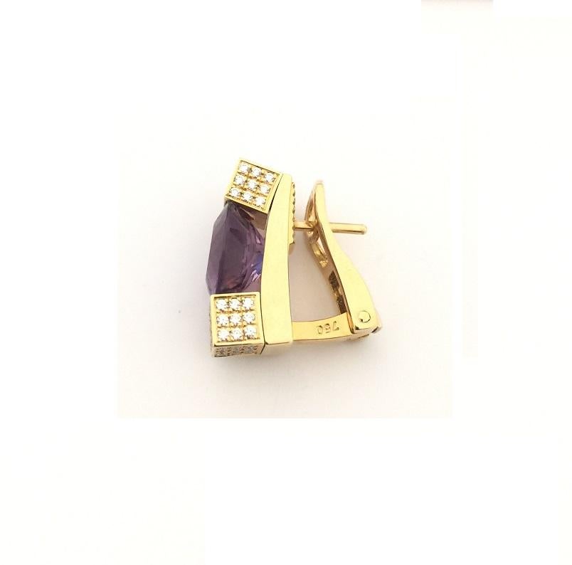 Chopard Ladies Amethyst and Diamond Earring 84/3975/5 In New Condition For Sale In Wilmington, DE