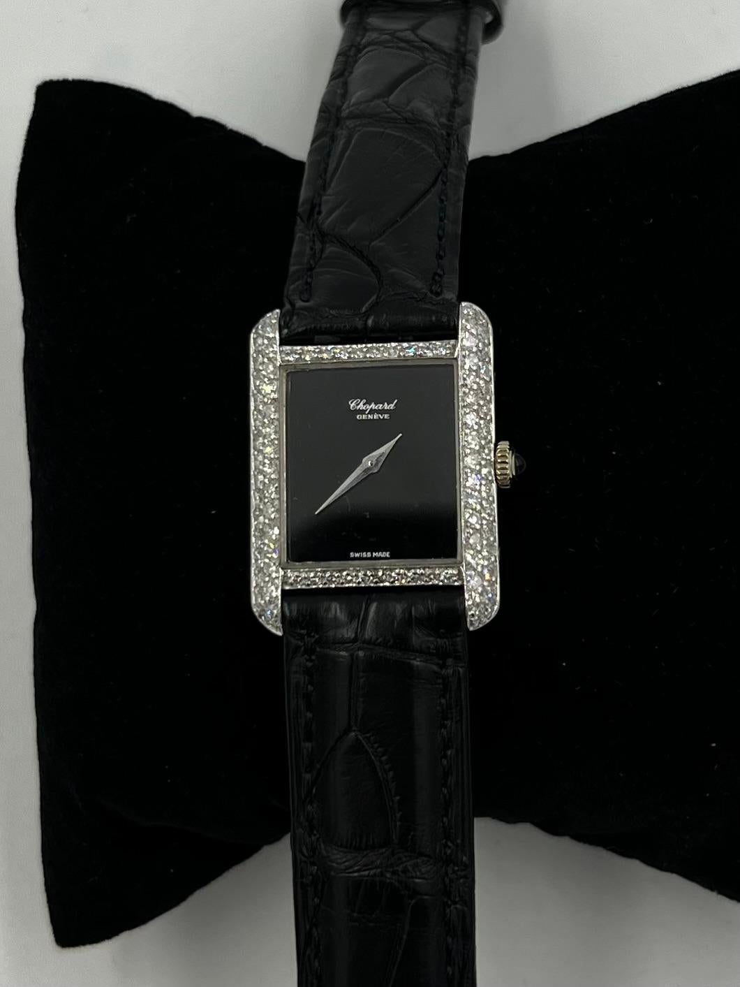 Chopard Ladies Diamond Tank White Gold Wristwatch 3