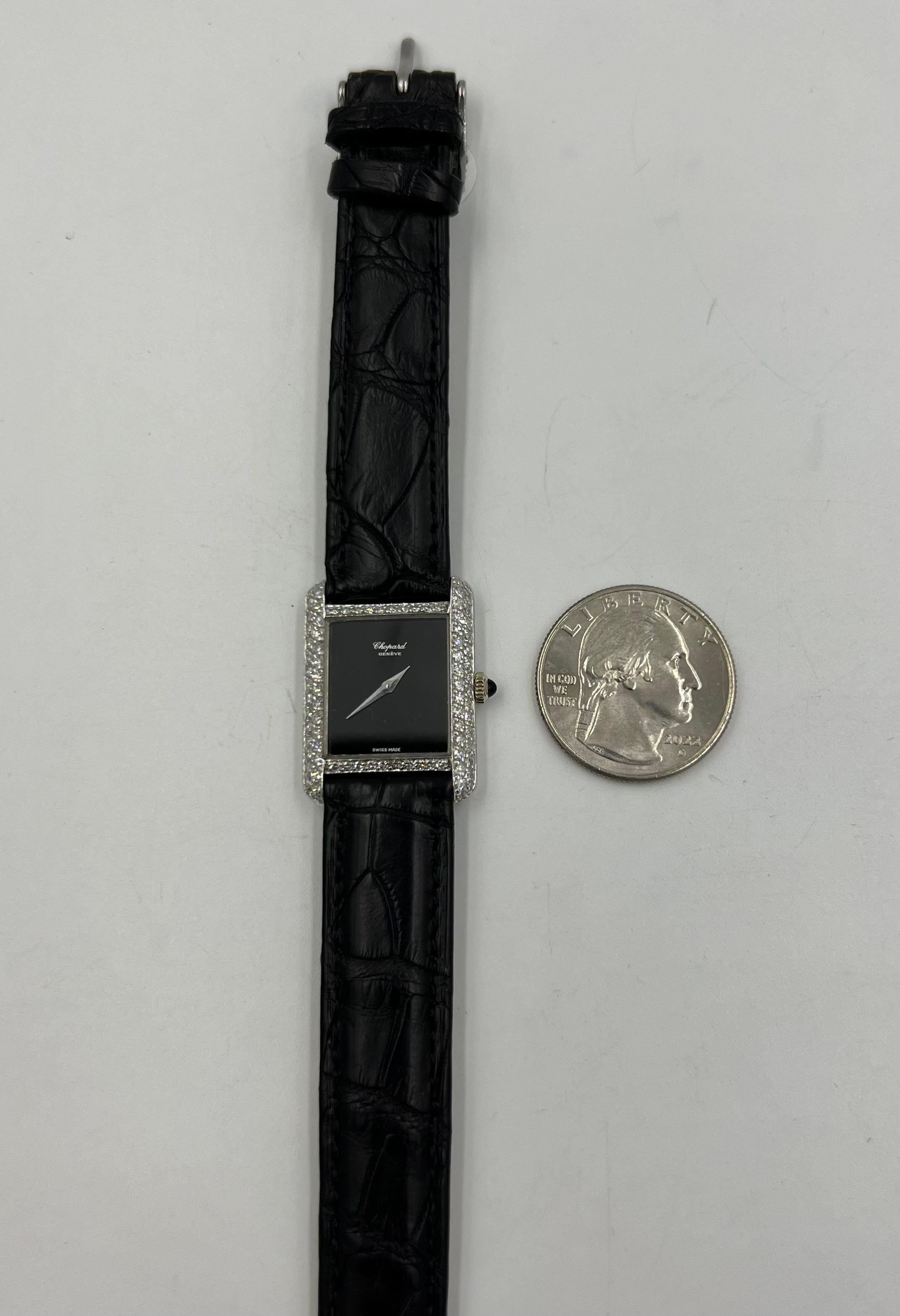 Chopard Ladies Diamond Tank White Gold Wristwatch 4