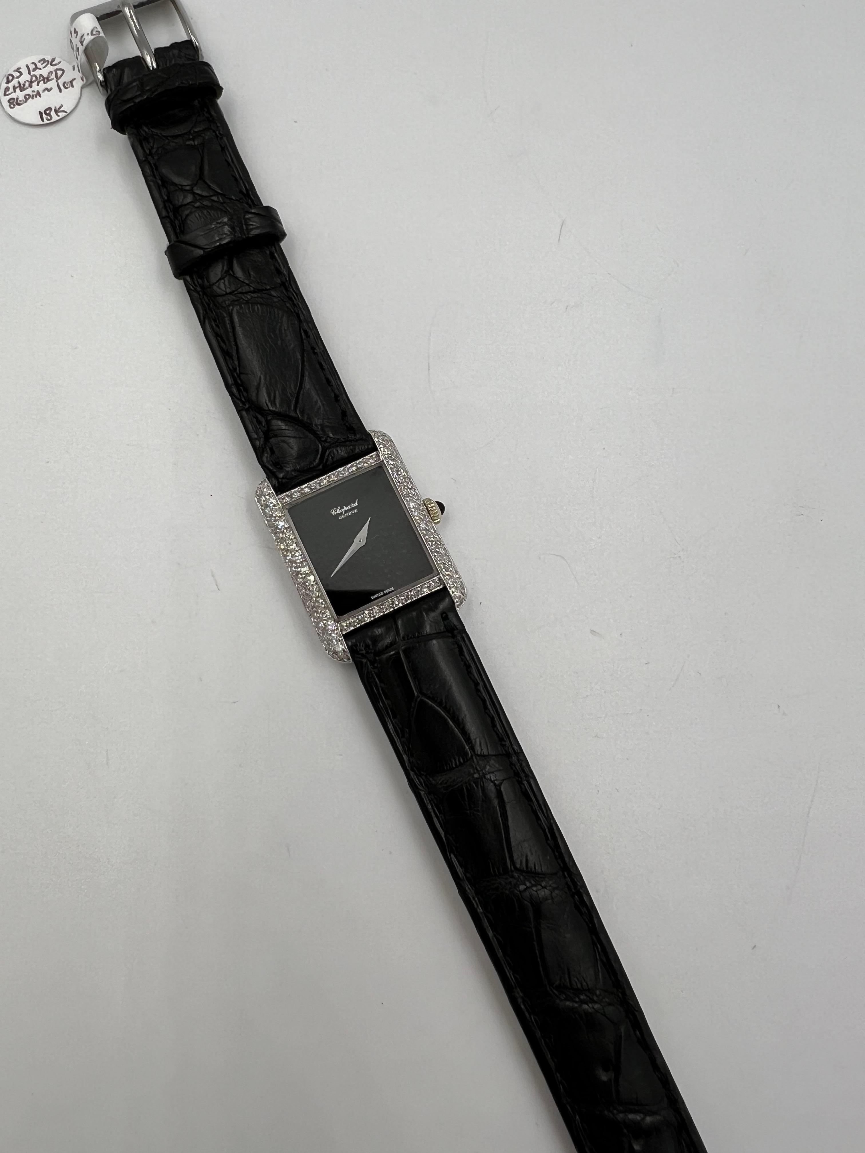 Chopard Ladies Diamond Tank White Gold Wristwatch 7