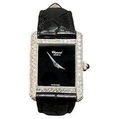 Chopard Ladies Diamond Tank White Gold Wristwatch